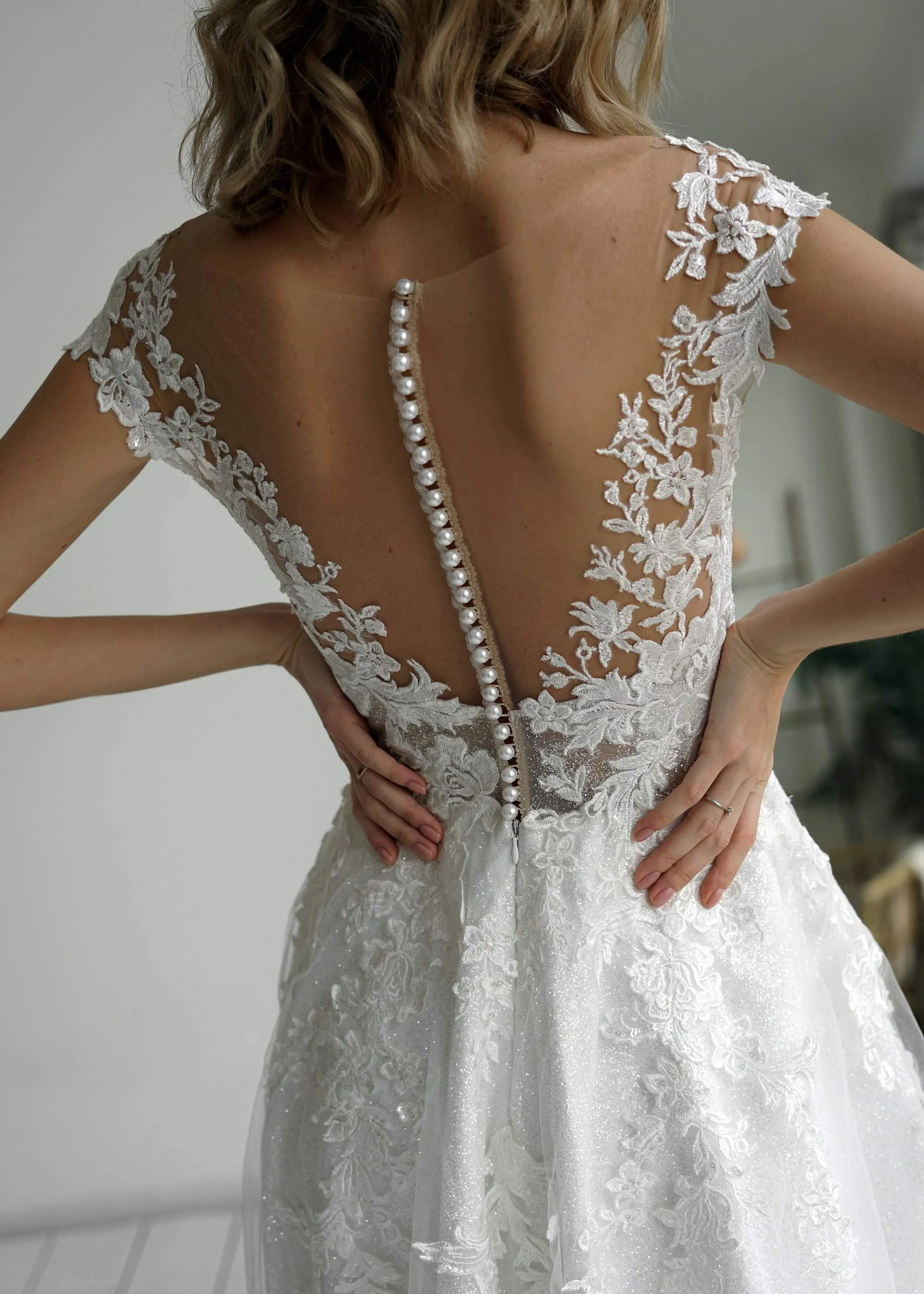 Nude Floral Lace Wedding Dress Enn sold by Olivia Bottega product image thumbnail 5