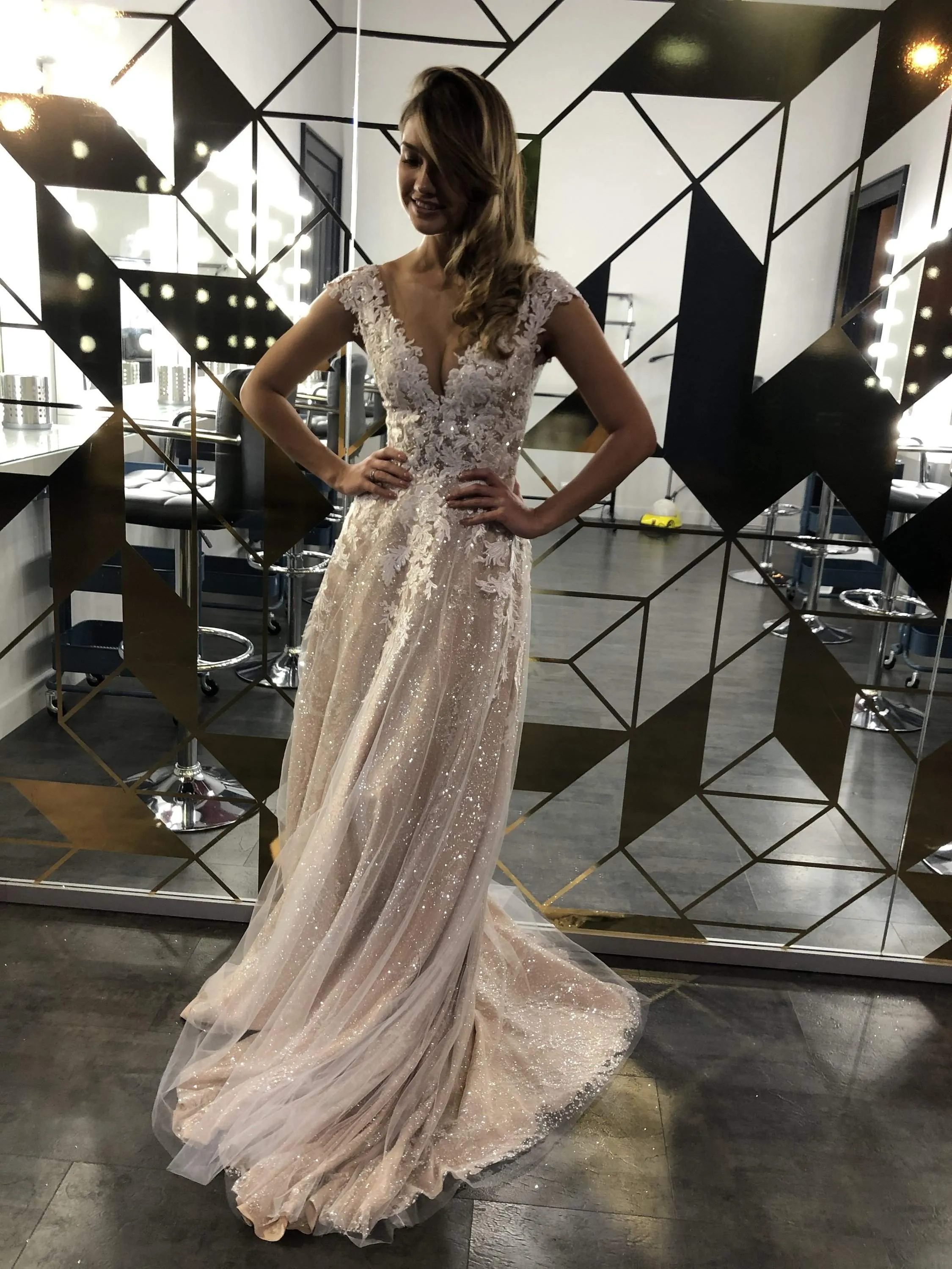 Nude Floral Lace Wedding Dress Enn sold by Olivia Bottega product image thumbnail 3