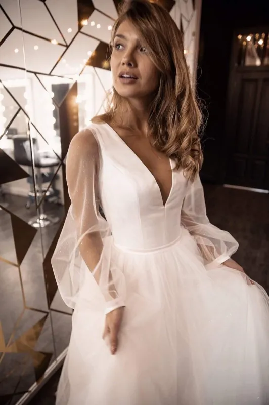 Romantic Wedding Dress Tveisiya with Puffy Sleeves sold by Olivia Bottega