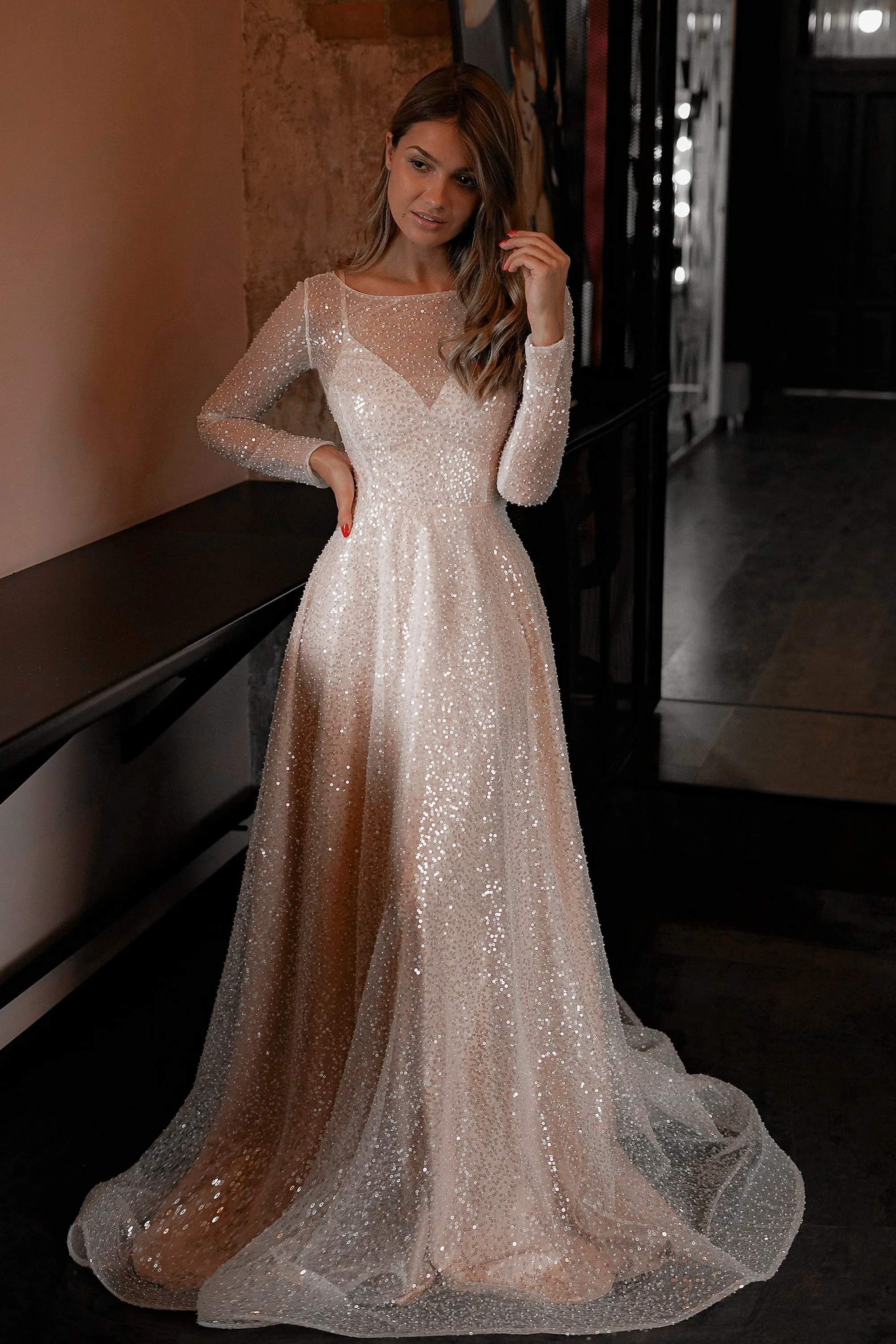 Nude Sparkly Wedding Dress Feilin sold by Olivia Bottega
