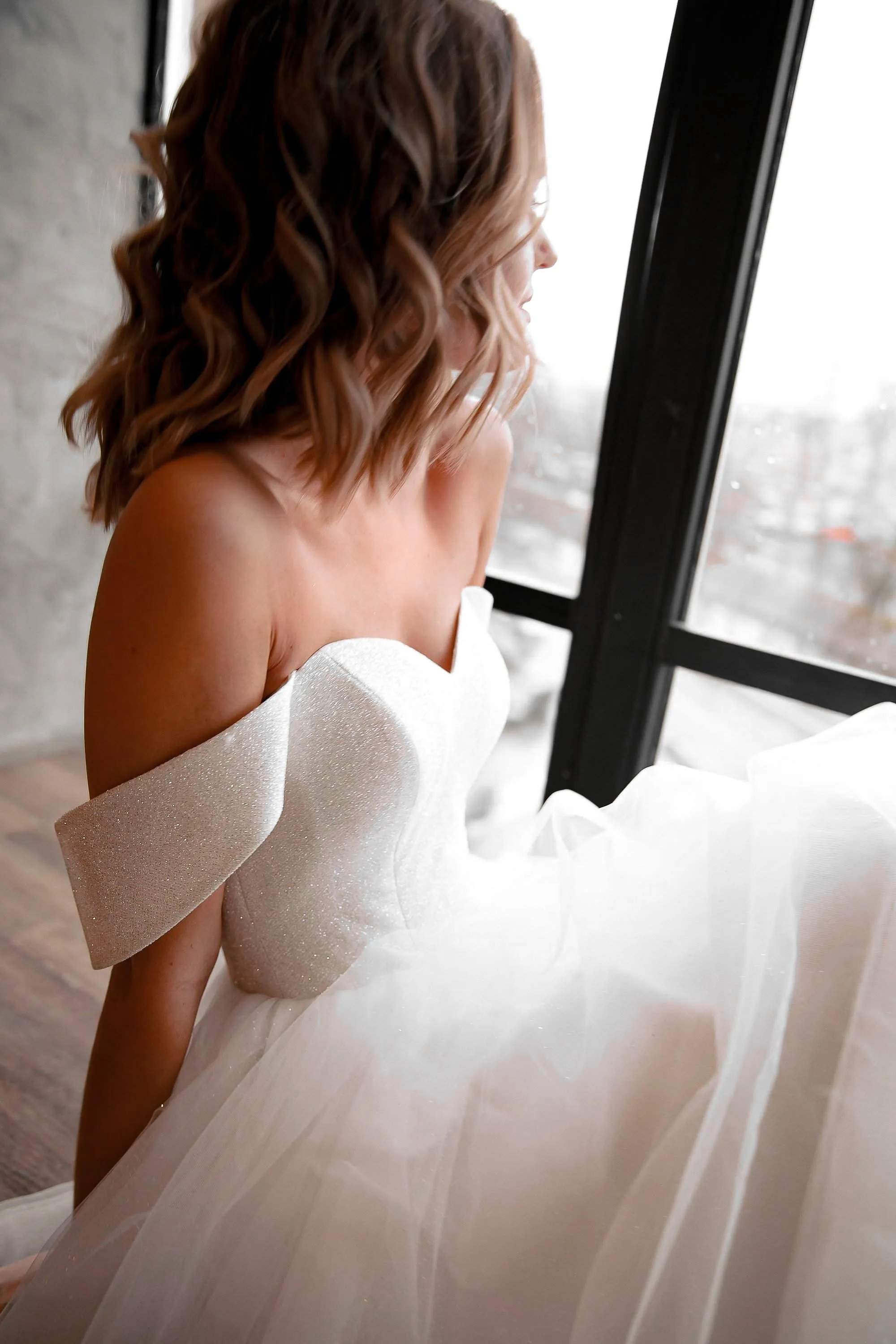 Minimalist Tulle Wedding Dress Klouzi with wide straps sold by Olivia Bottega product image thumbnail 3