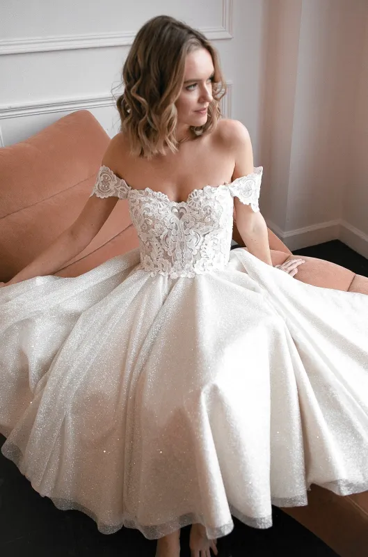 Tea Length Lace Wedding Dress Elise sold by Olivia Bottega