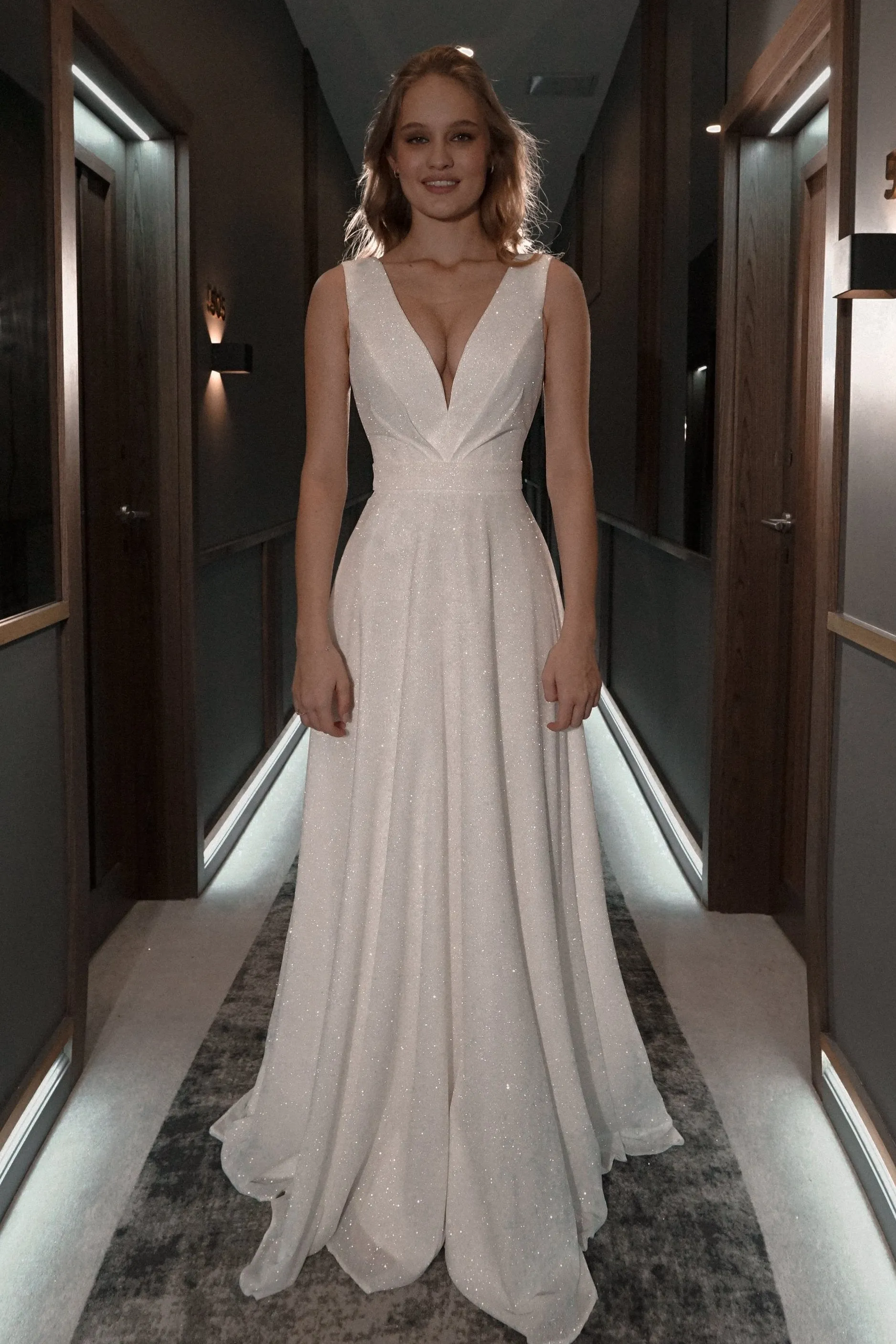 Minimalist Glitter Wedding Dress Kossy sold by Olivia Bottega product image thumbnail 3