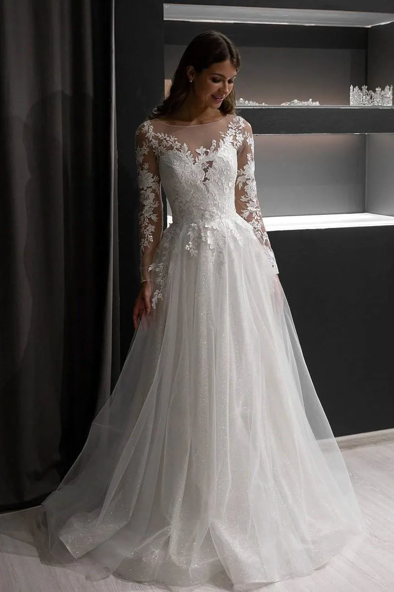 A-line Wedding Dress Ivanel with Lace Sleeves sold by Olivia Bottega
