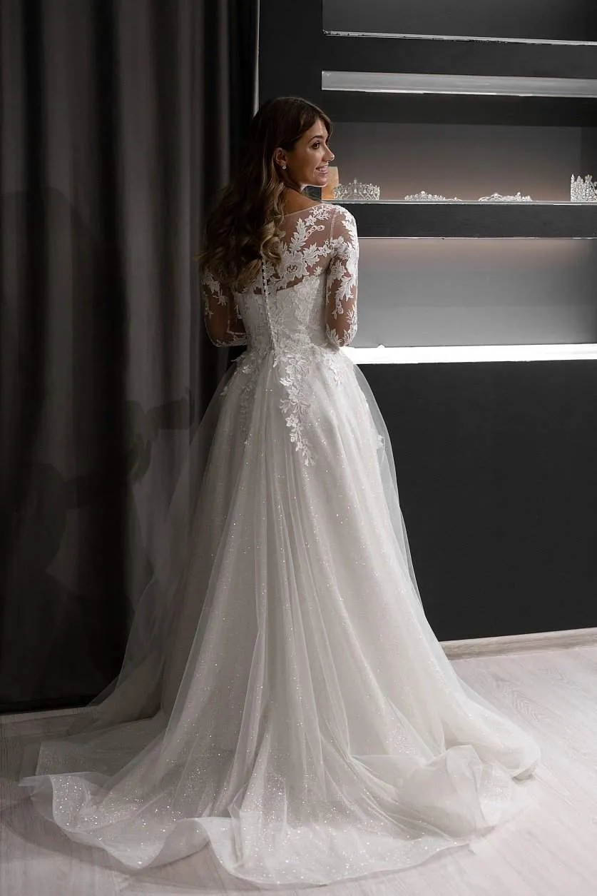 A-line Wedding Dress Ivanel with Lace Sleeves sold by Olivia Bottega product image thumbnail 2
