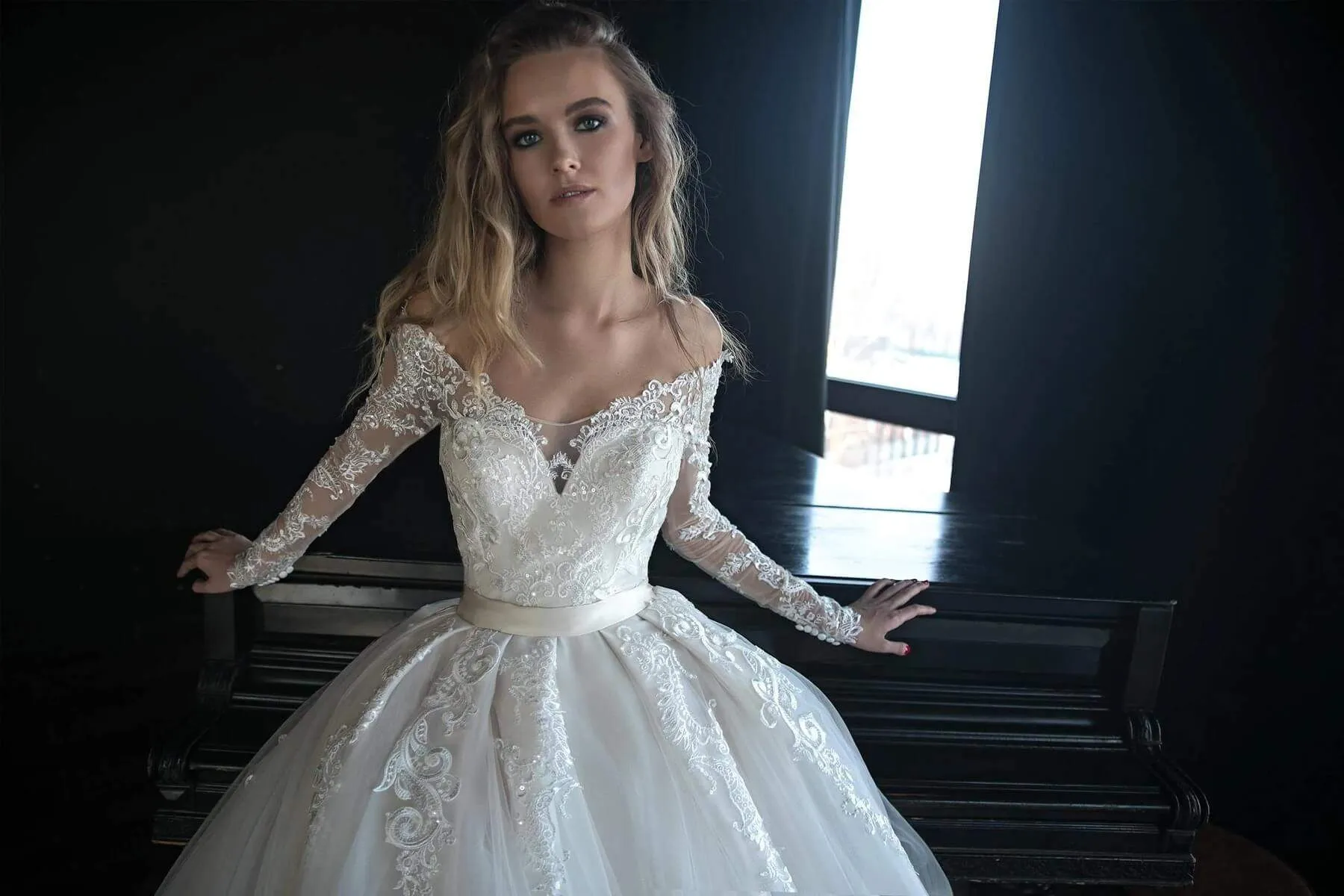 Lace Wedding Dress OB7962 (whole) with Long Sleeves sold by Olivia Bottega product image thumbnail 3