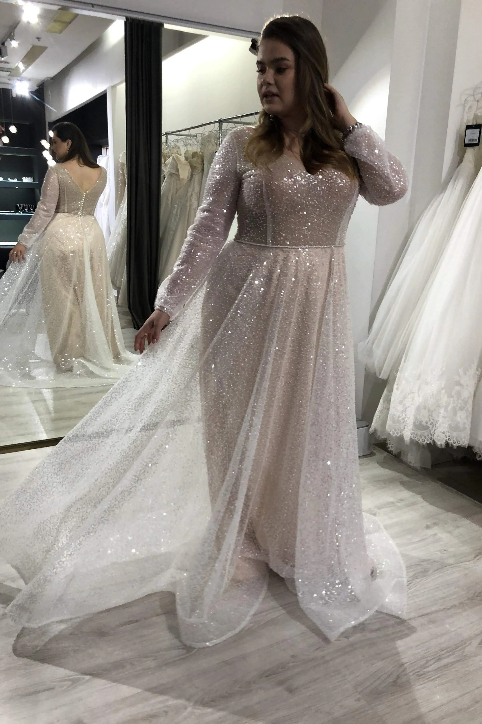 Plus Size Sequin Wedding Dress Feilin sold by Olivia Bottega product image thumbnail 5