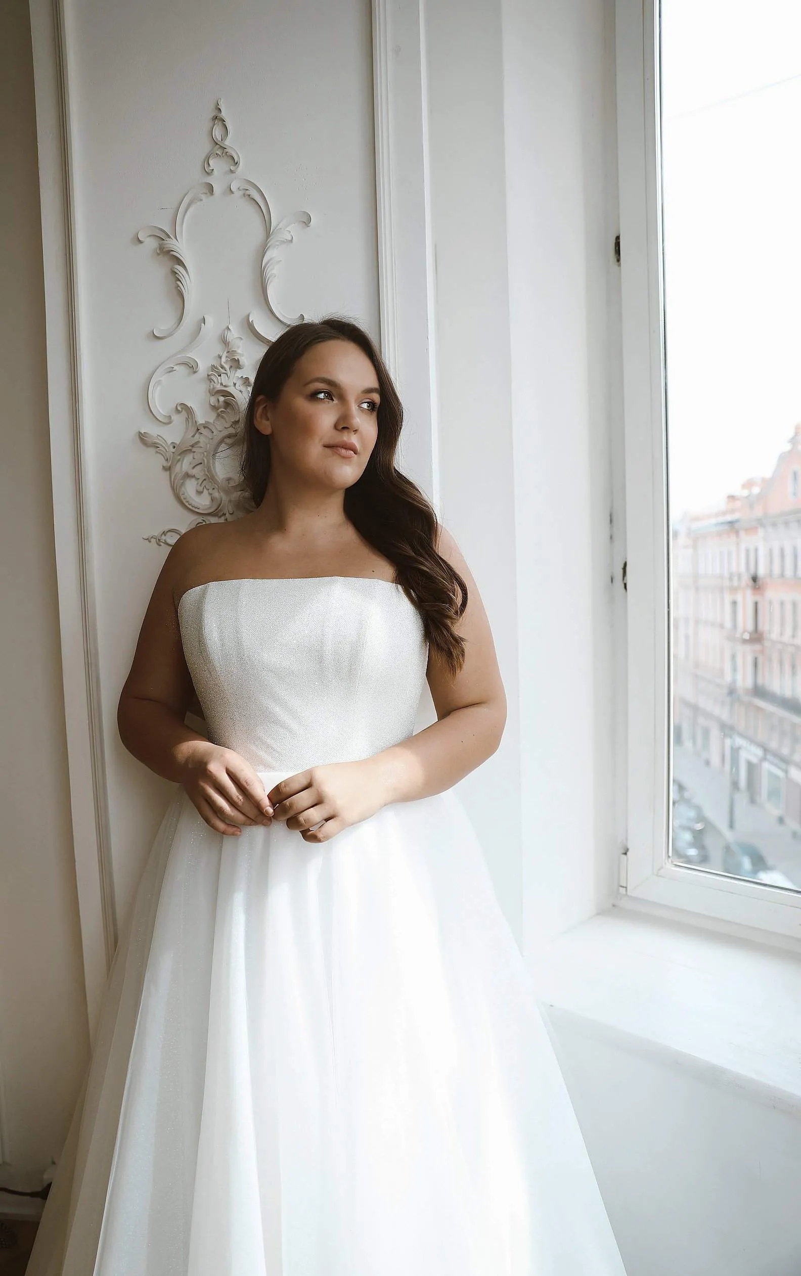 Plus Size Sparkly Wedding Dress Klouzi 2 with spaghetti straps sold by Olivia Bottega product image thumbnail 3