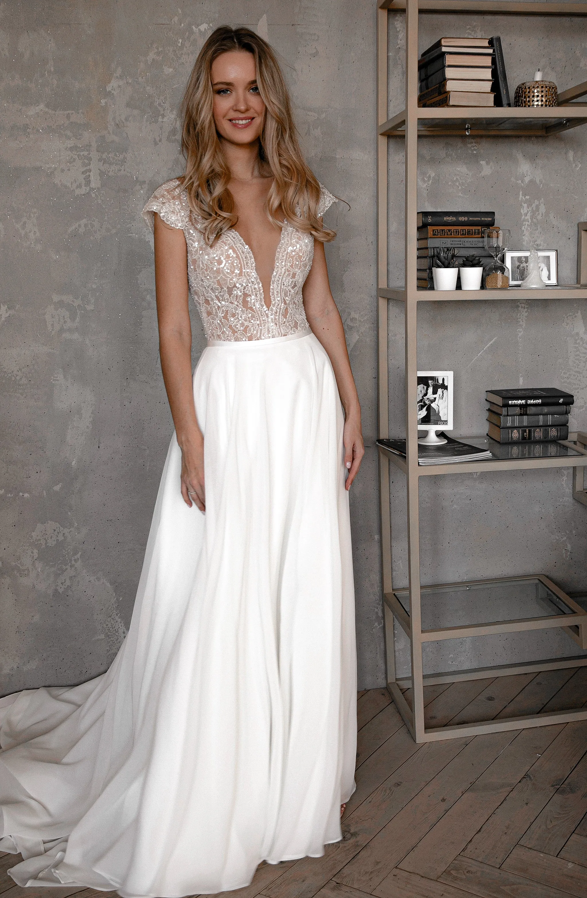 Chiffon Lace Wedding Dress Aviv Fly sold by Olivia Bottega