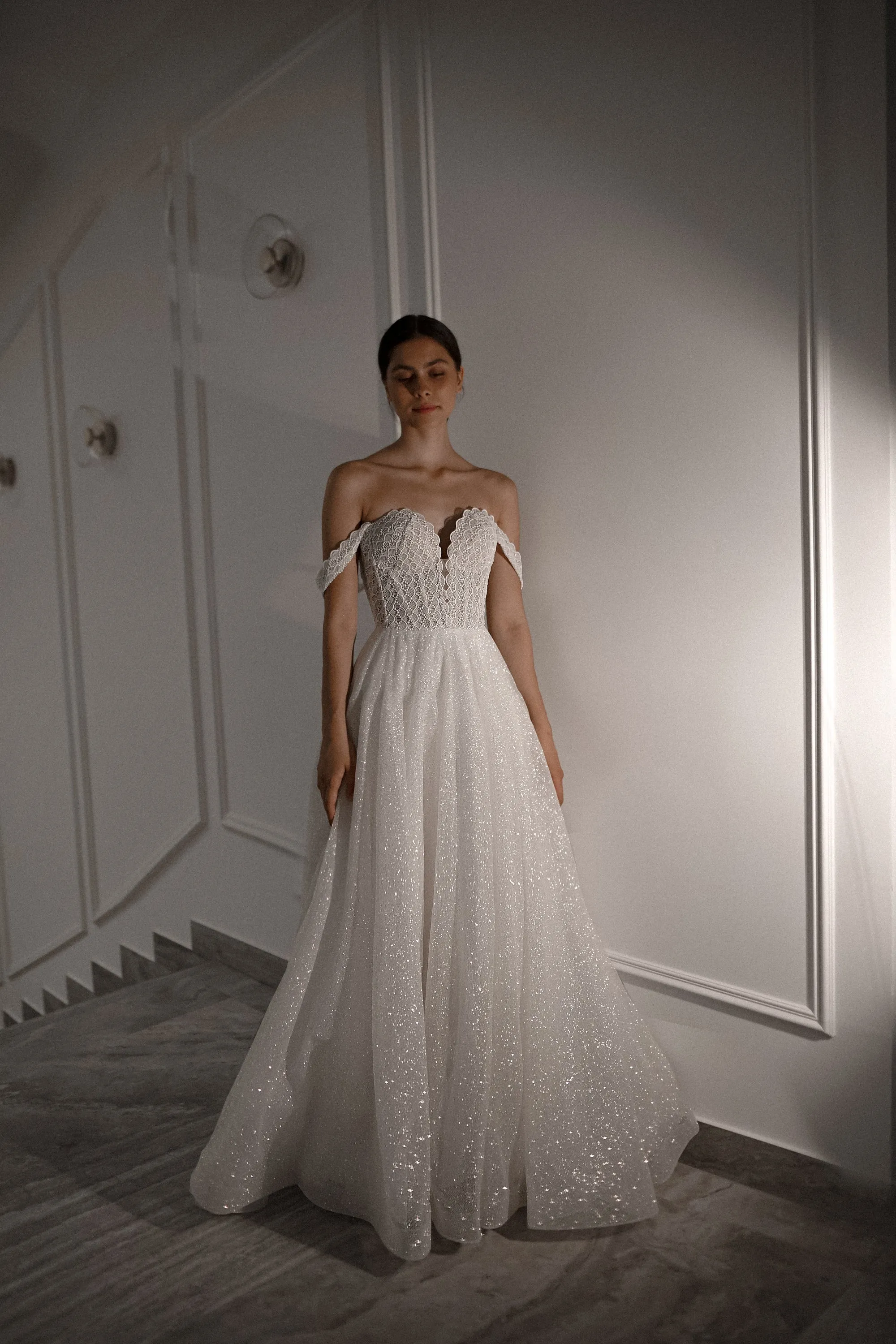 Shiny A-line Wedding Dress Coral sold by Olivia Bottega product image thumbnail 5