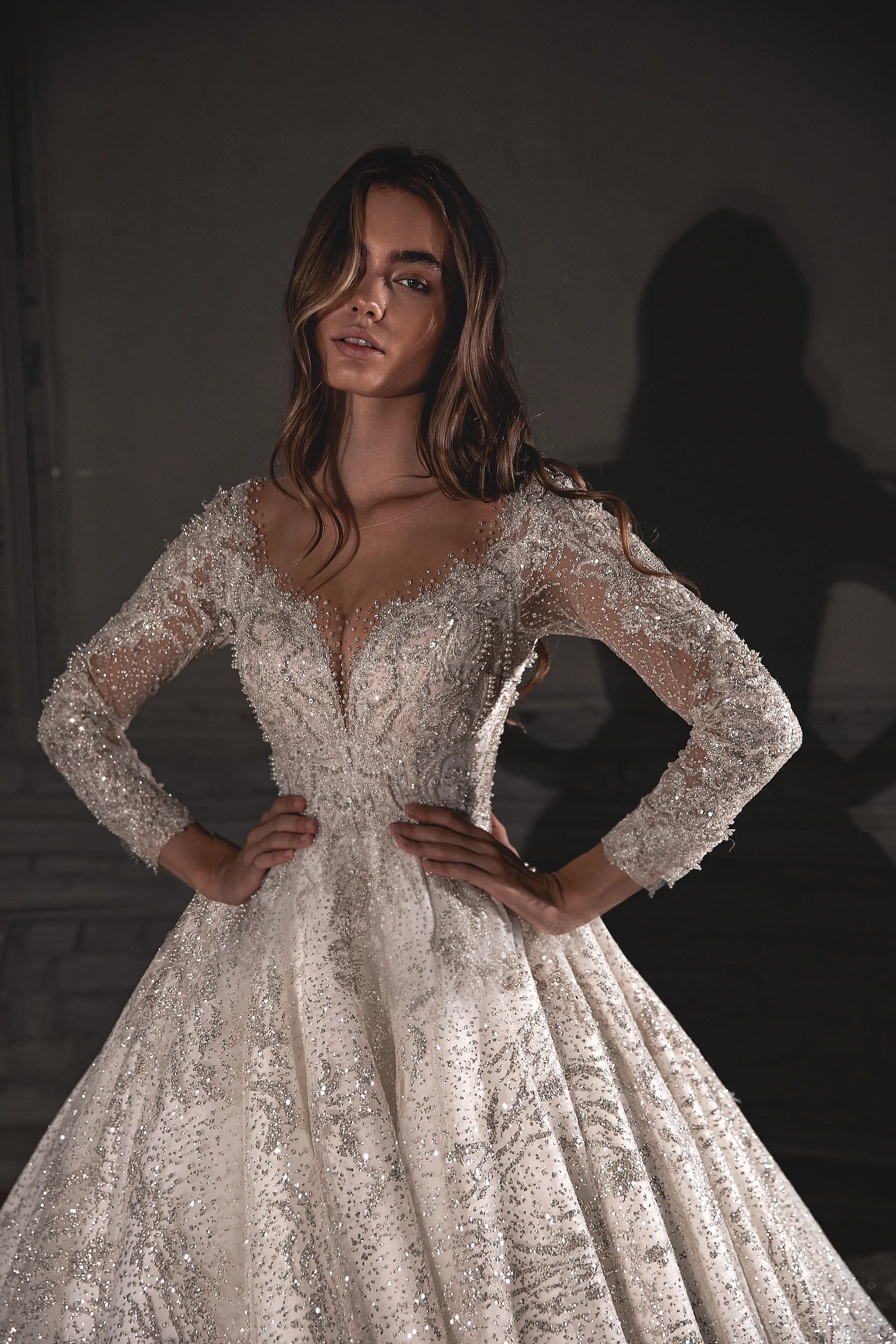 Royal Lace Off-The-Shoulder Sparkly Wedding Dress Meryem sold by Olivia Bottega product image thumbnail 5