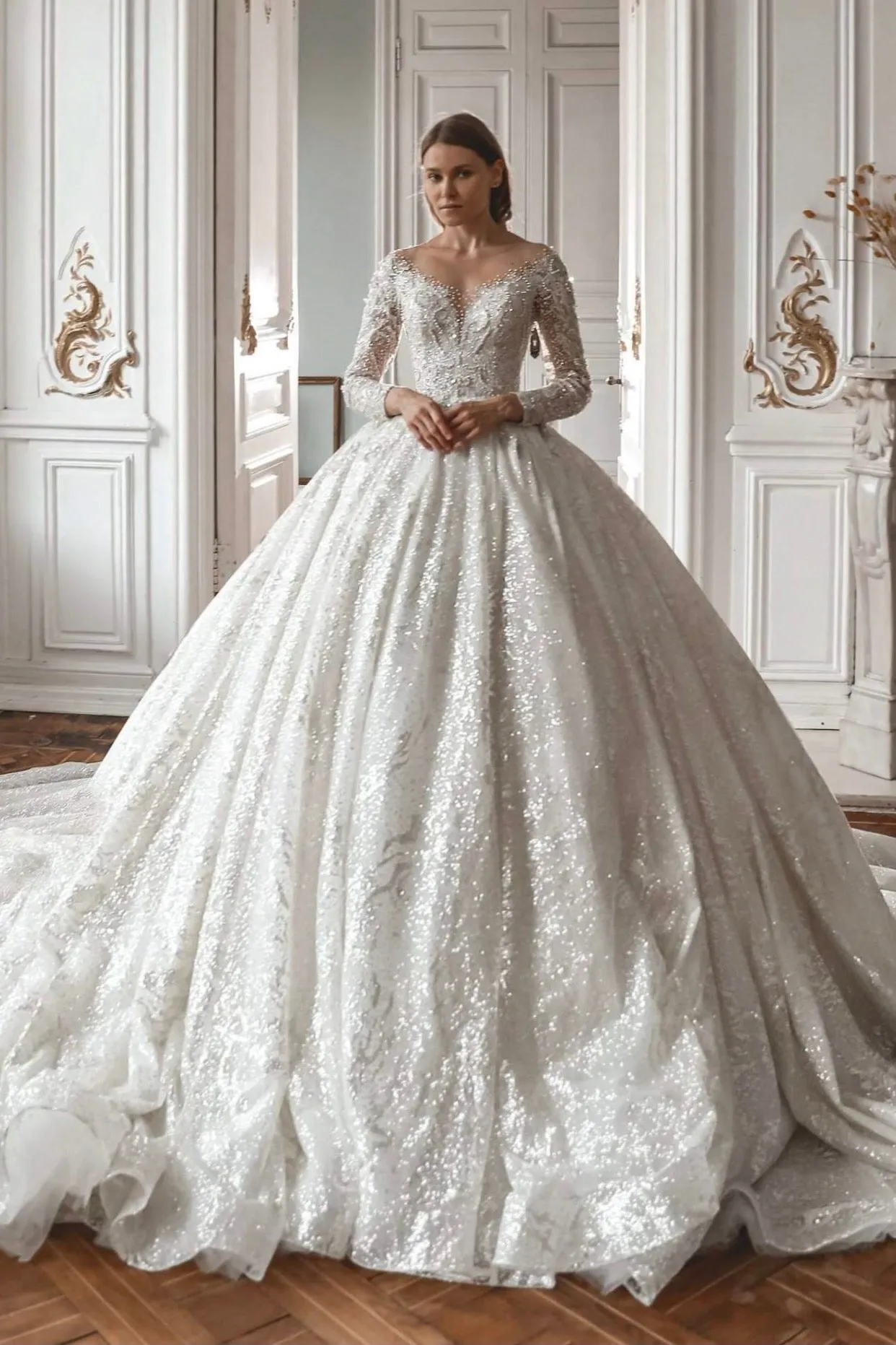 Royal Lace Off-The-Shoulder Sparkly Wedding Dress Meryem sold by Olivia Bottega