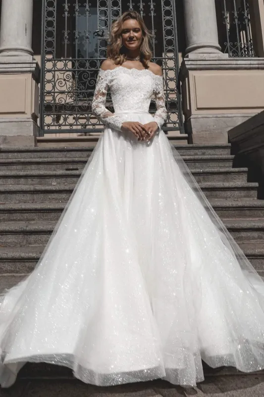 Lace off-the-shoulder Wedding Dress Olies sold by Olivia Bottega
