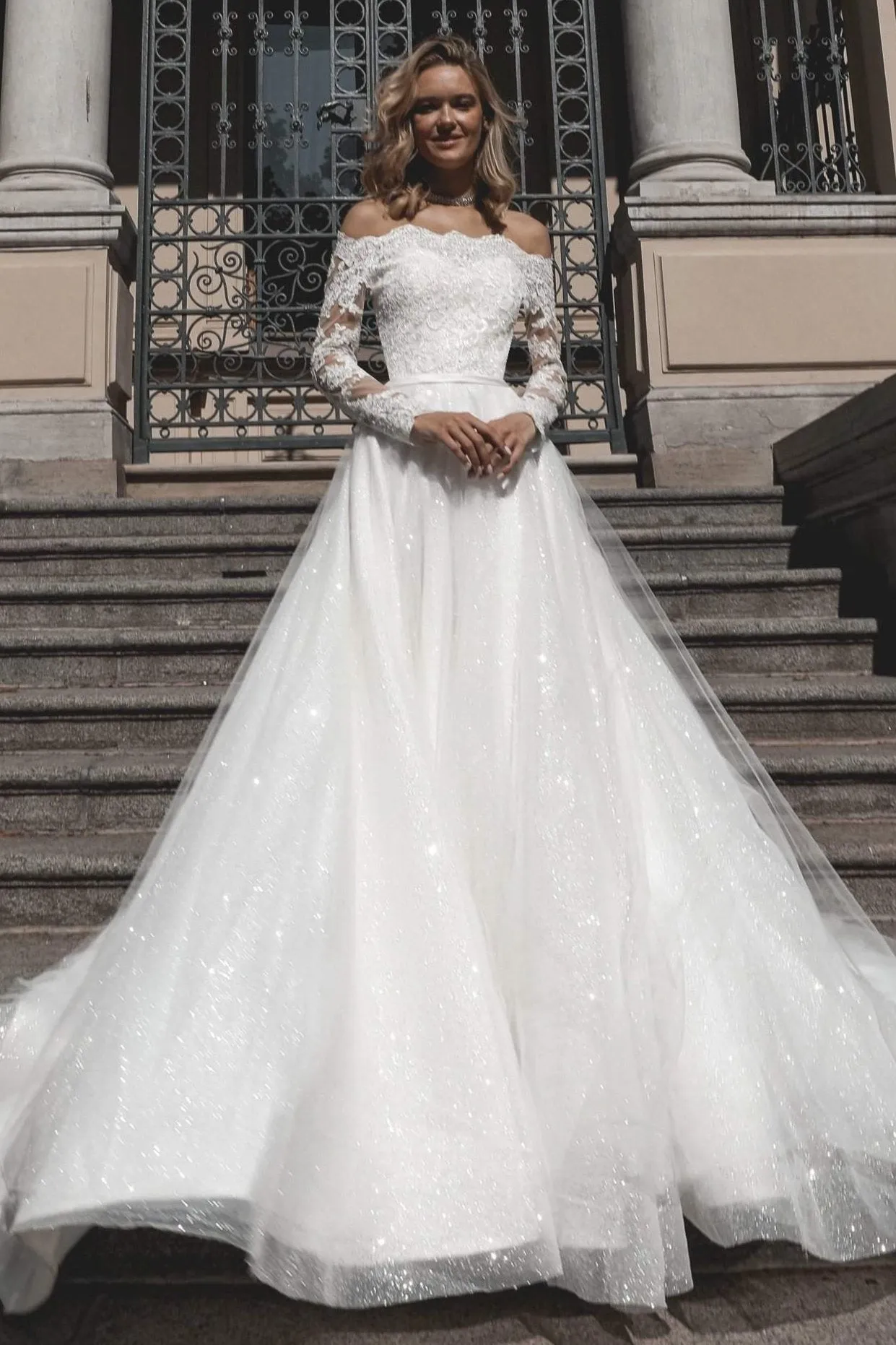 Lace off-the-shoulder Wedding Dress Olies sold by Olivia Bottega