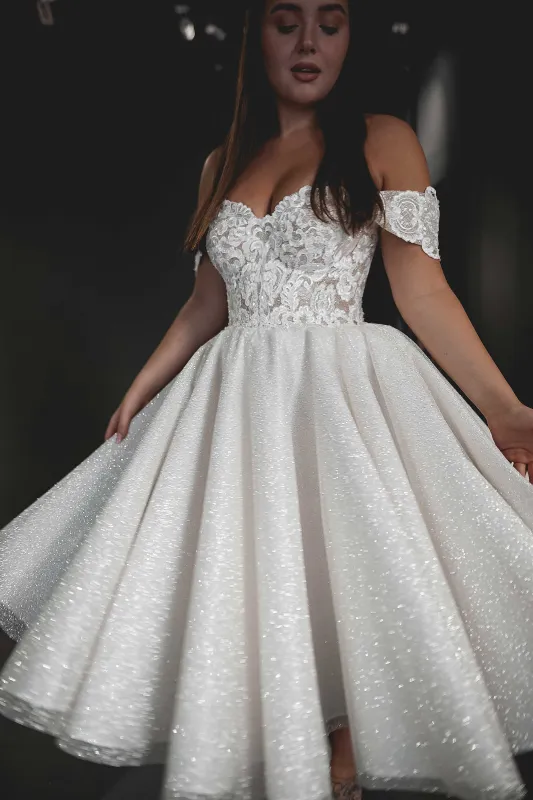 Tea Length Plus Size Lace Wedding Dress Elise sold by Olivia Bottega