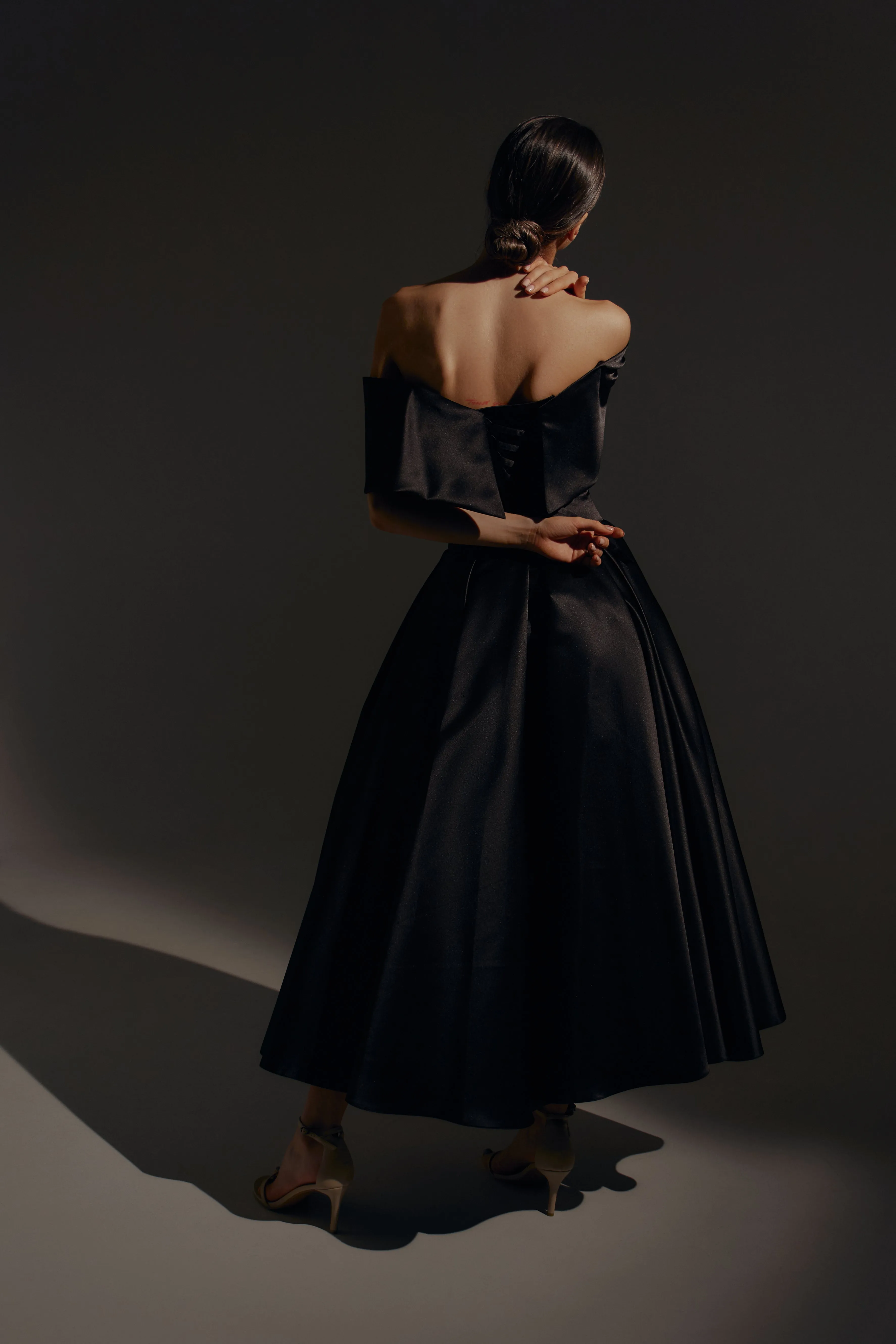 Black Satin Midi Dress Cameron sold by Olivia Bottega product image thumbnail 3