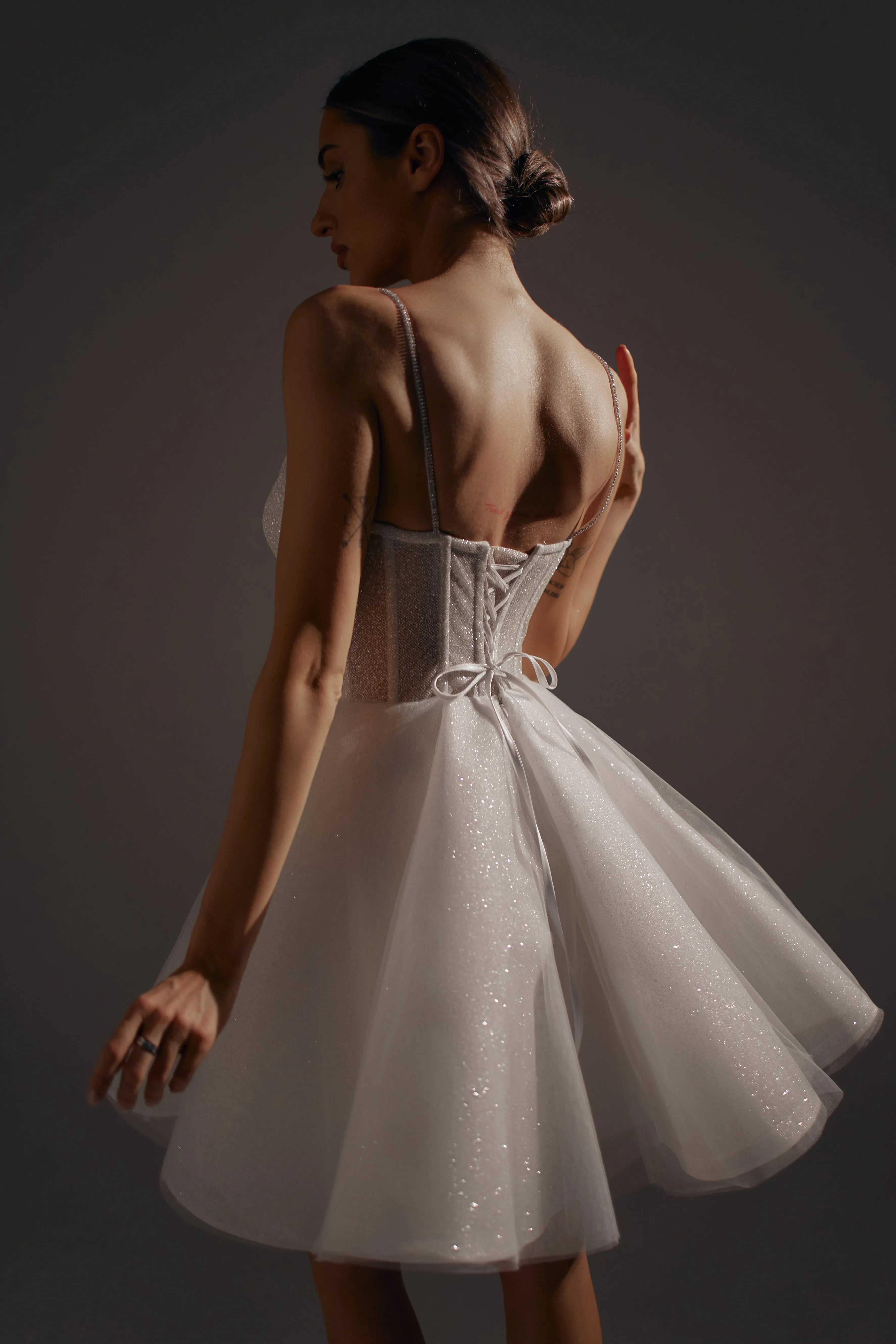 Shiny Short Wedding & Evening Dress Rakel sold by Olivia Bottega product image thumbnail 3