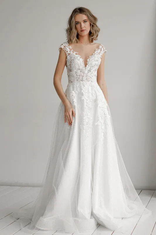 Light Ivory Floral Lace Wedding Dress Enn sold by Olivia Bottega