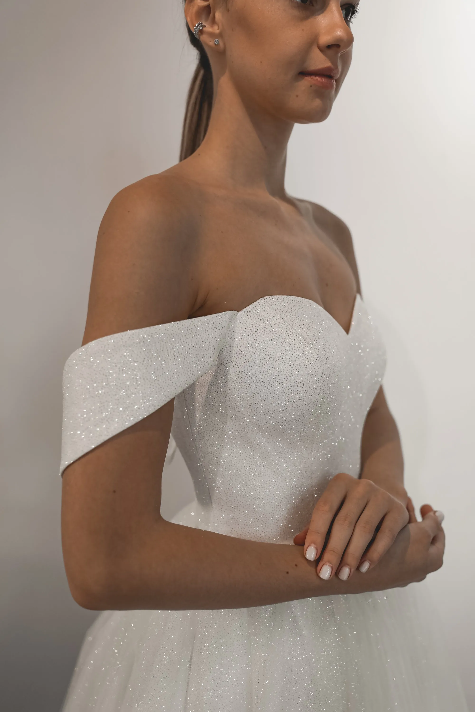 Light ivory Glitter Midi Wedding Dress Soul sold by Olivia Bottega product image thumbnail 5