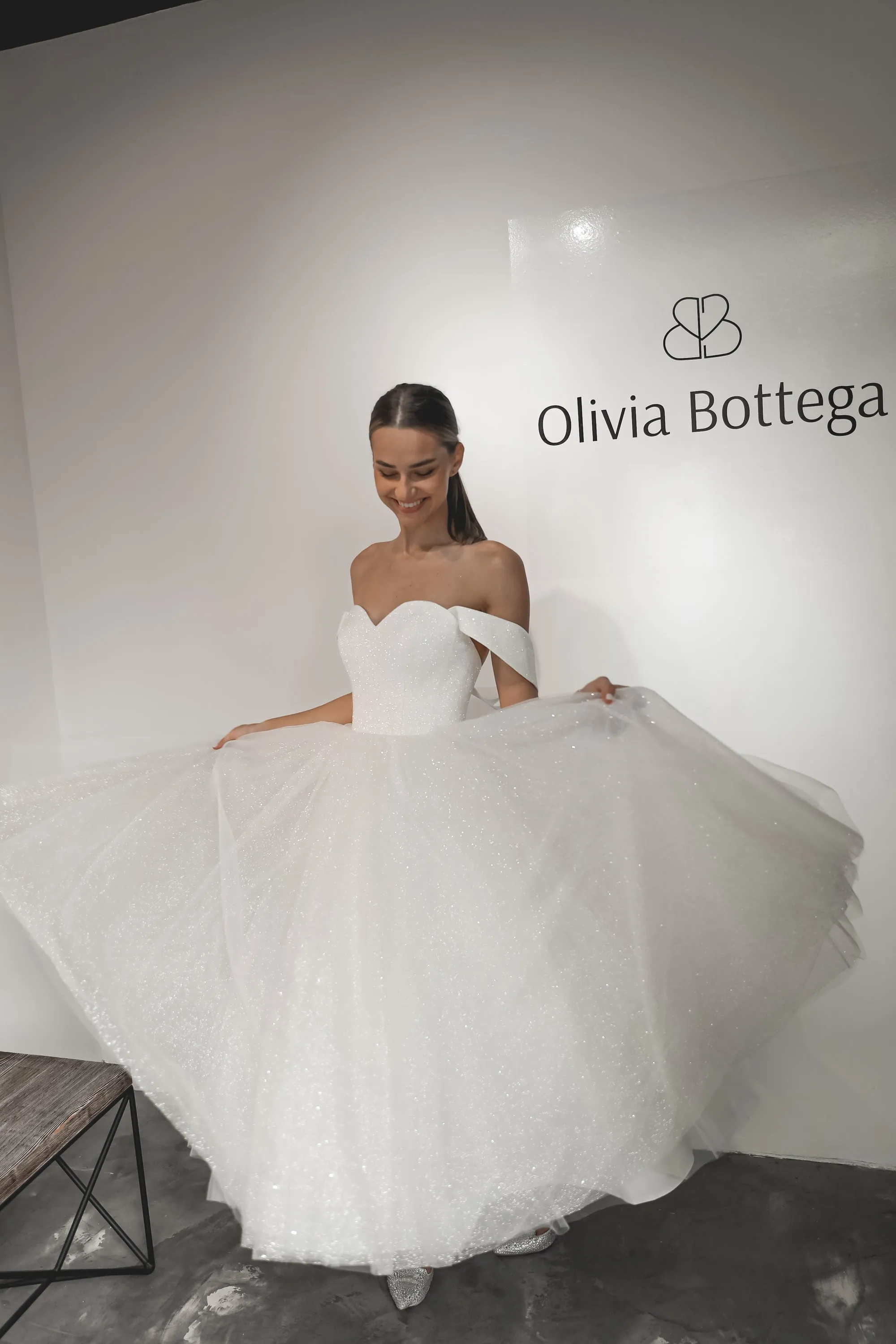 Light ivory Glitter Midi Wedding Dress Soul sold by Olivia Bottega product image thumbnail 4