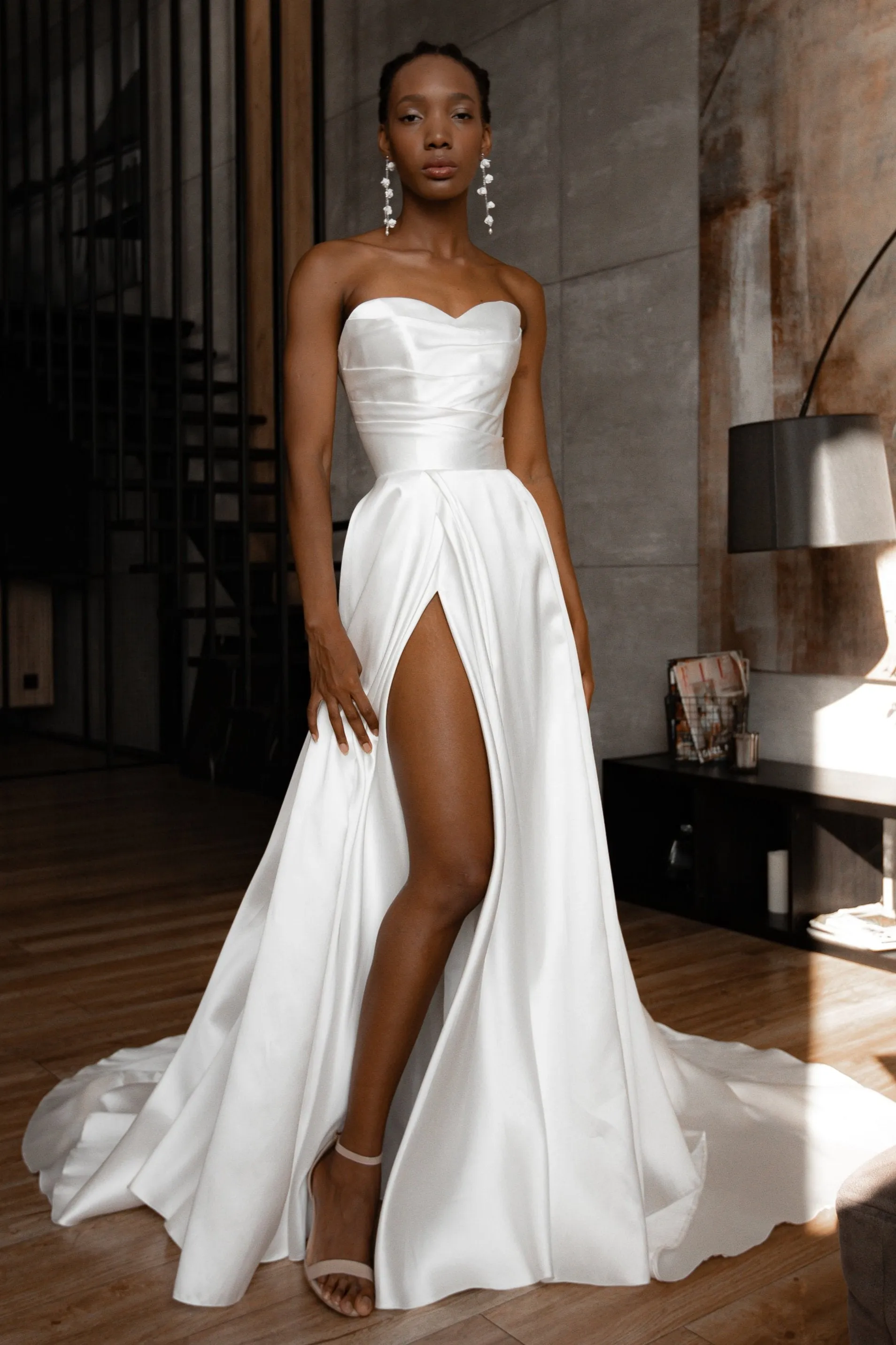 Mikado Wedding Dress Chloe with Front Slit sold by Olivia Bottega