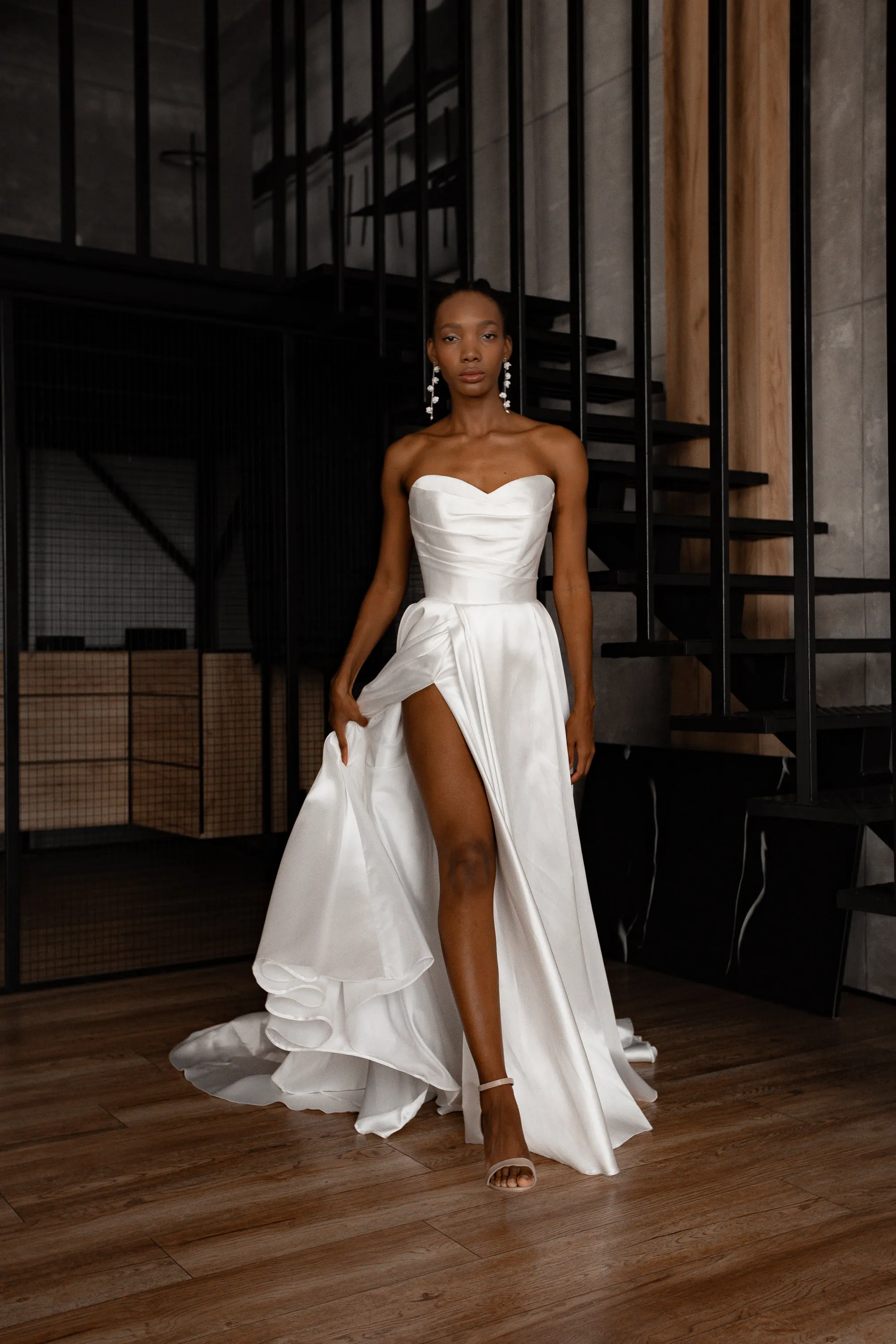 Mikado Wedding Dress Chloe with Front Slit sold by Olivia Bottega product image thumbnail 3