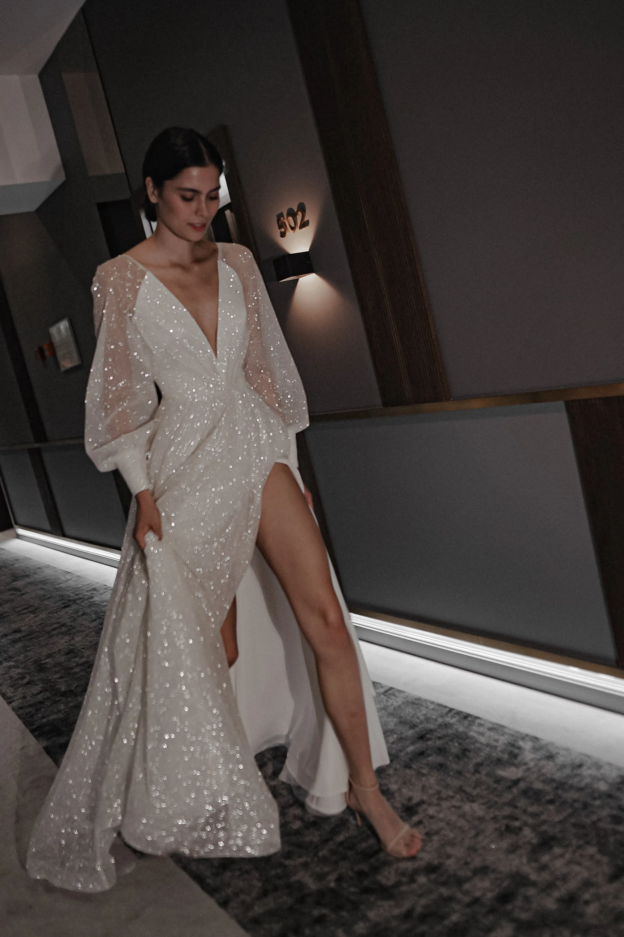 Sparkly Wedding Dress Ella With High Leg Slit sold by Olivia Bottega product image thumbnail 4
