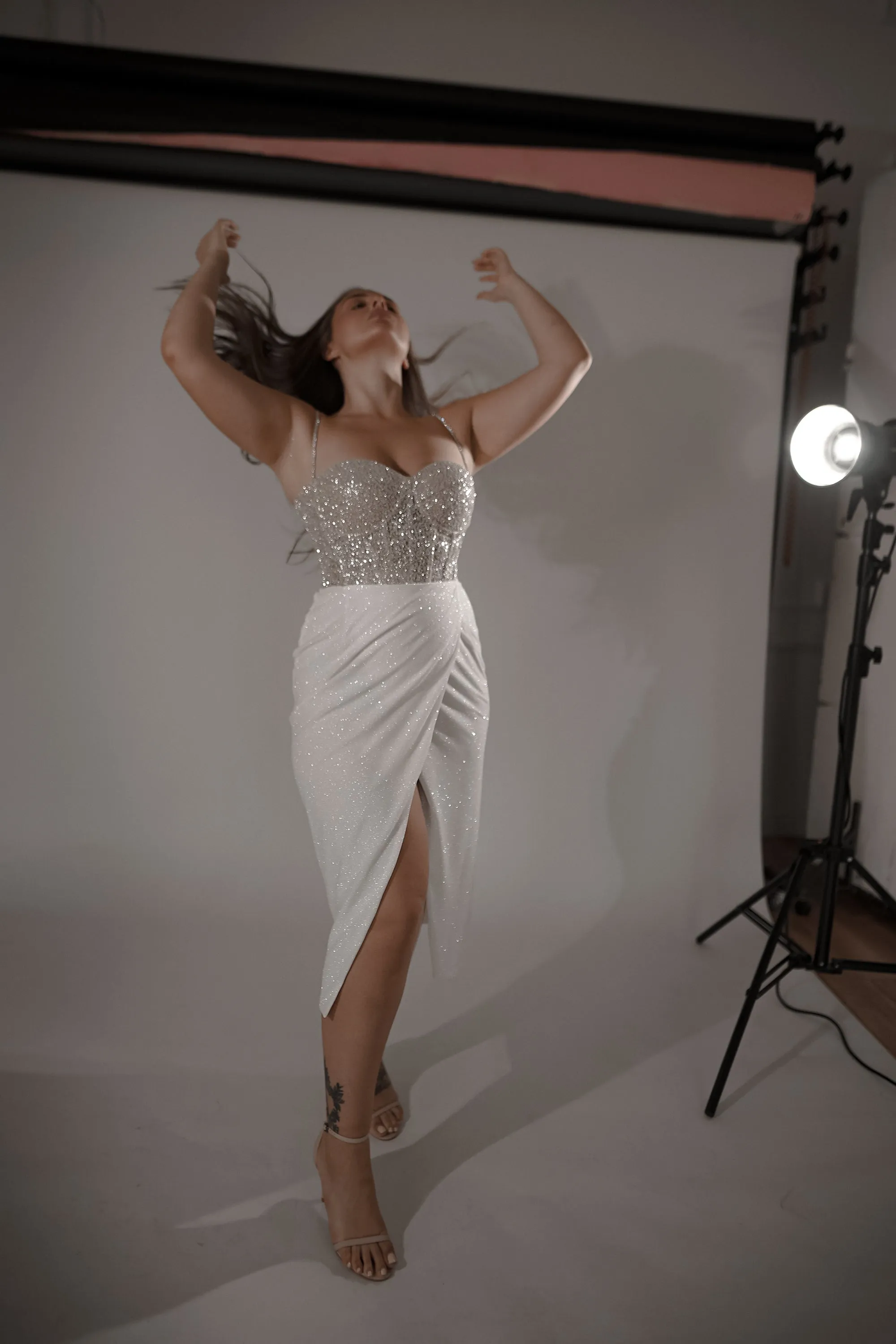Plus Size Midi Sparkly Wedding Dress Madonna sold by Olivia Bottega product image thumbnail 2