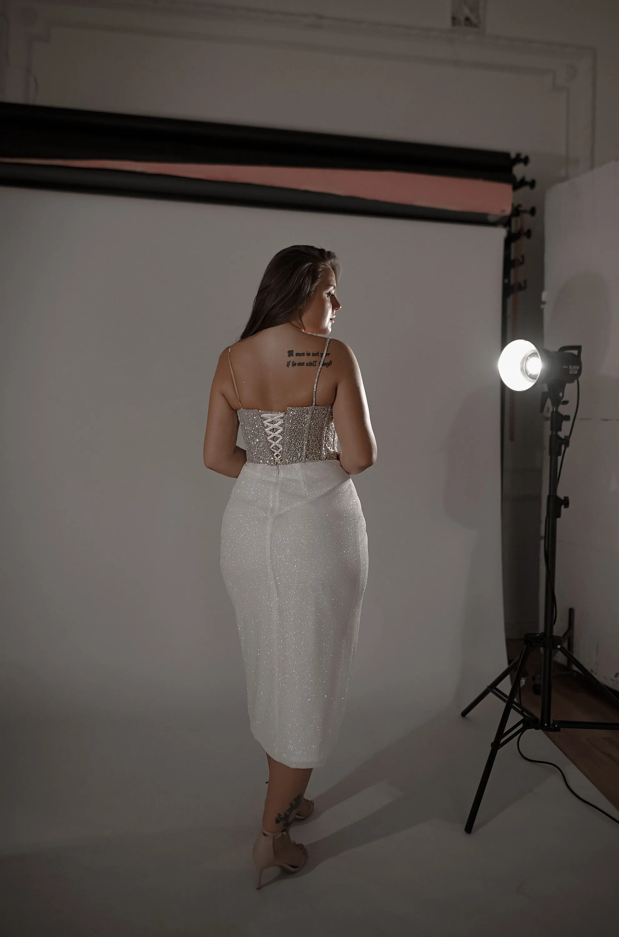Plus Size Midi Sparkly Wedding Dress Madonna sold by Olivia Bottega product image thumbnail 3
