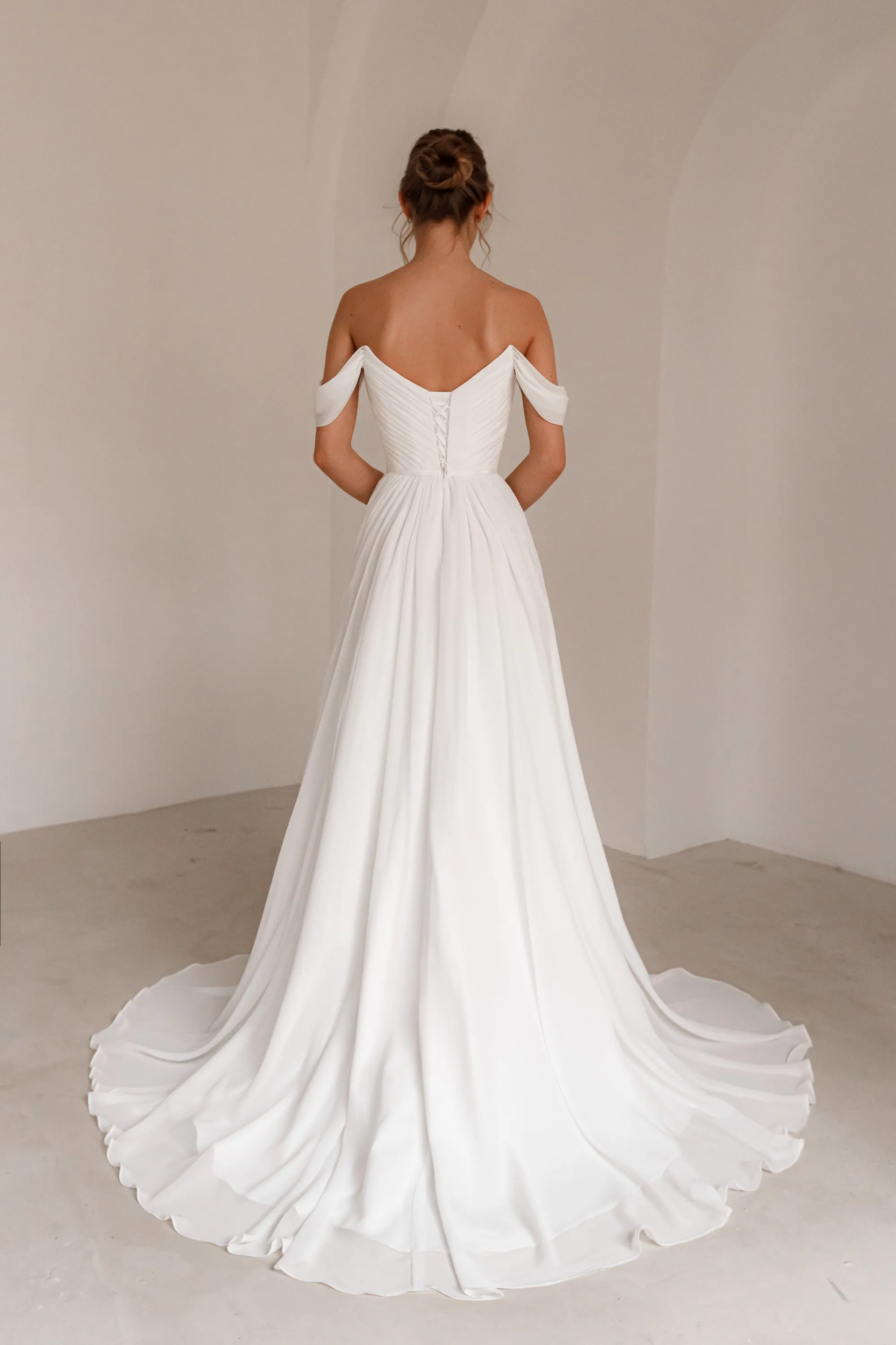 Chiffon Wedding Dress Marit With High Leg Slit sold by Olivia Bottega product image thumbnail 3