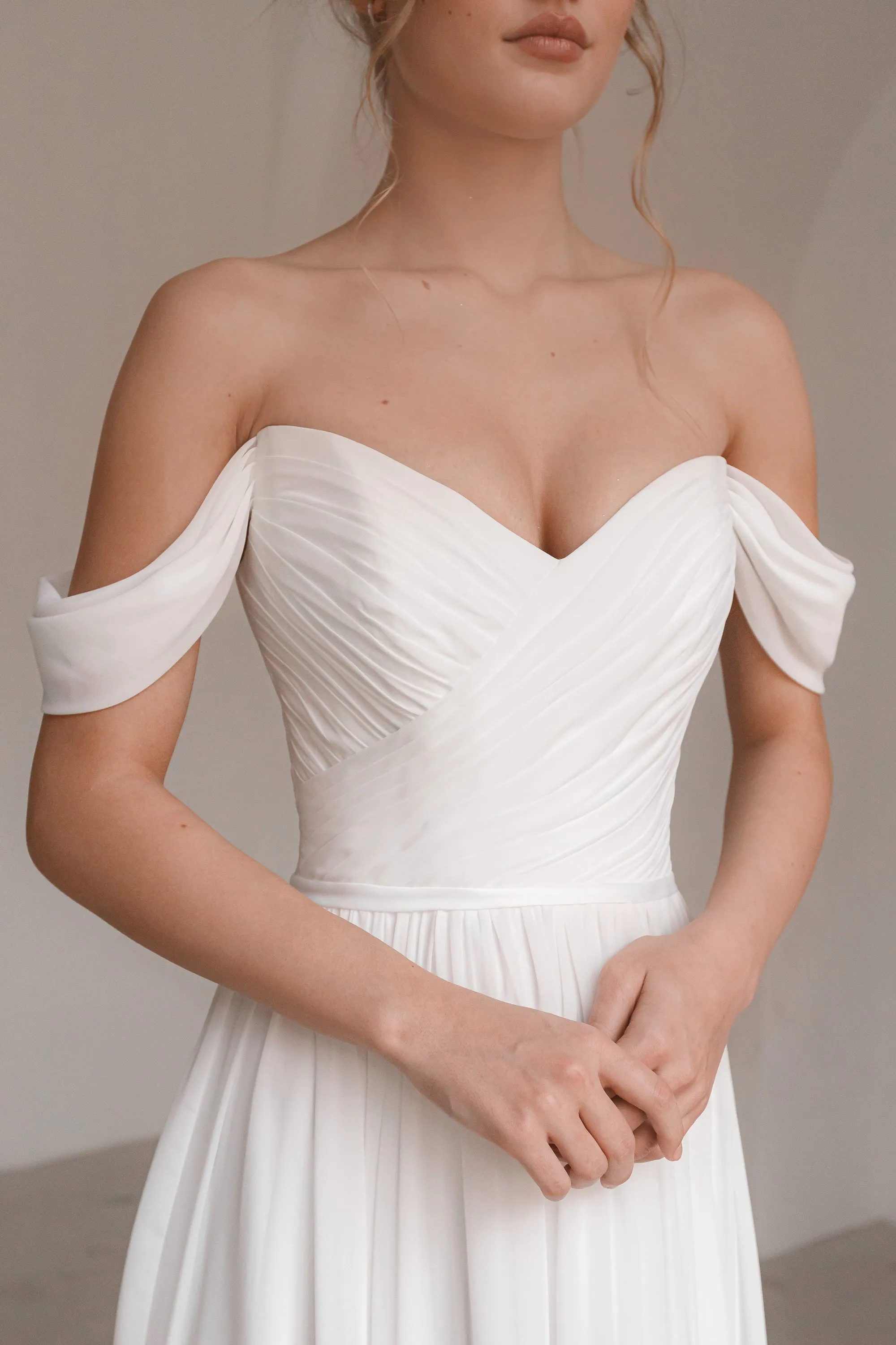 Chiffon Wedding Dress Marit With High Leg Slit sold by Olivia Bottega product image thumbnail 2