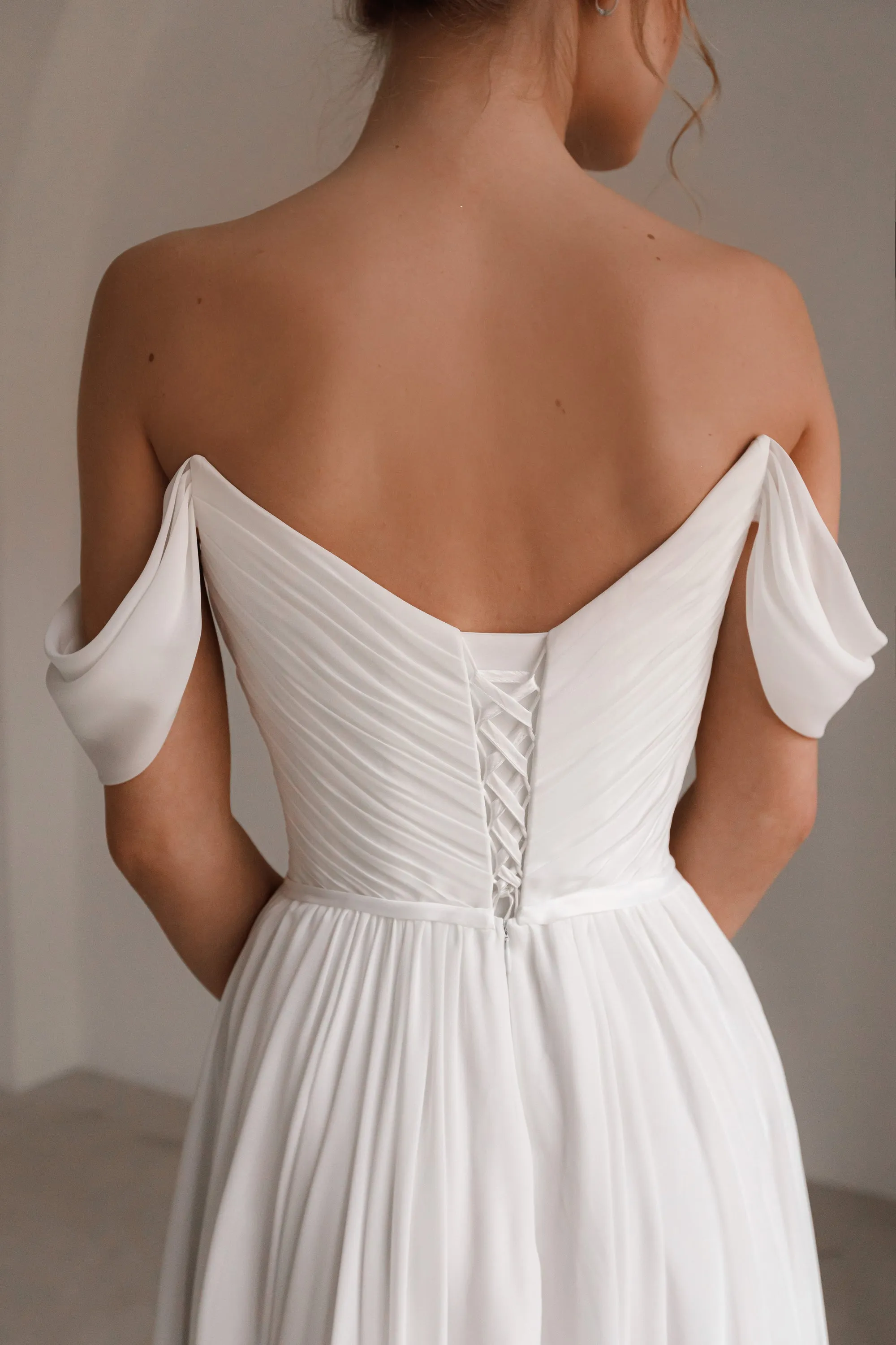 Chiffon Wedding Dress Marit With High Leg Slit sold by Olivia Bottega product image thumbnail 4