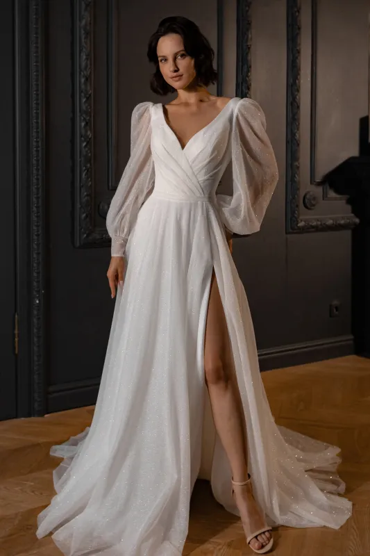 Sparkly Wedding Dress Inger With Leg Slit sold by Olivia Bottega