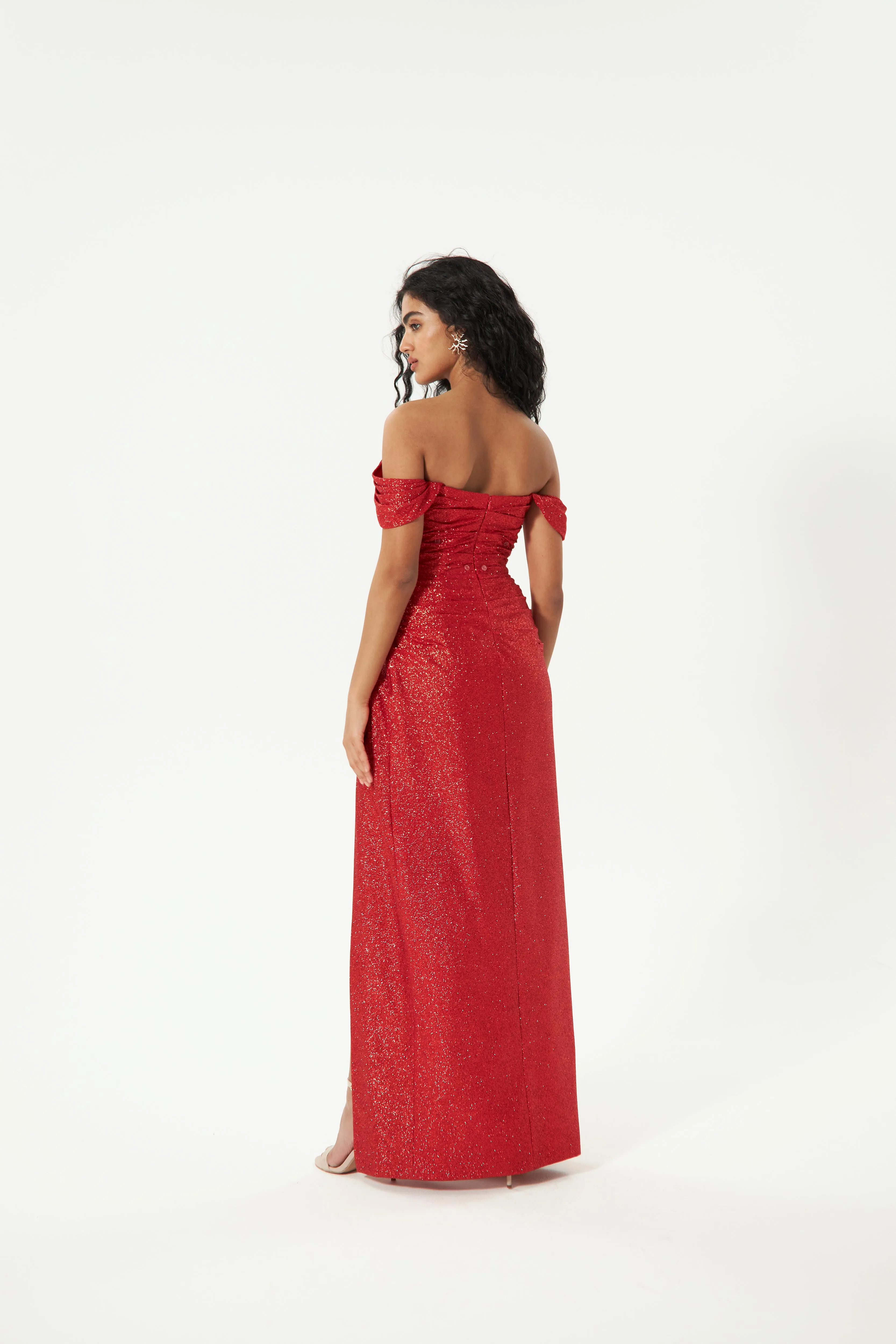 Red Glitter Mermaid Evening Dress Lovisa with Detachable Bow sold by Olivia Bottega product image thumbnail 5