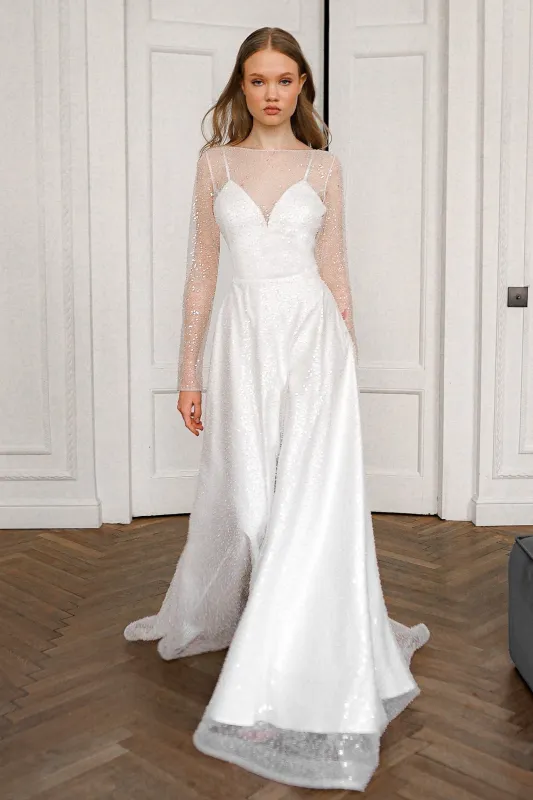 Light ivory Sparkly Wedding Dress Feilin made by Olivia Bottega
