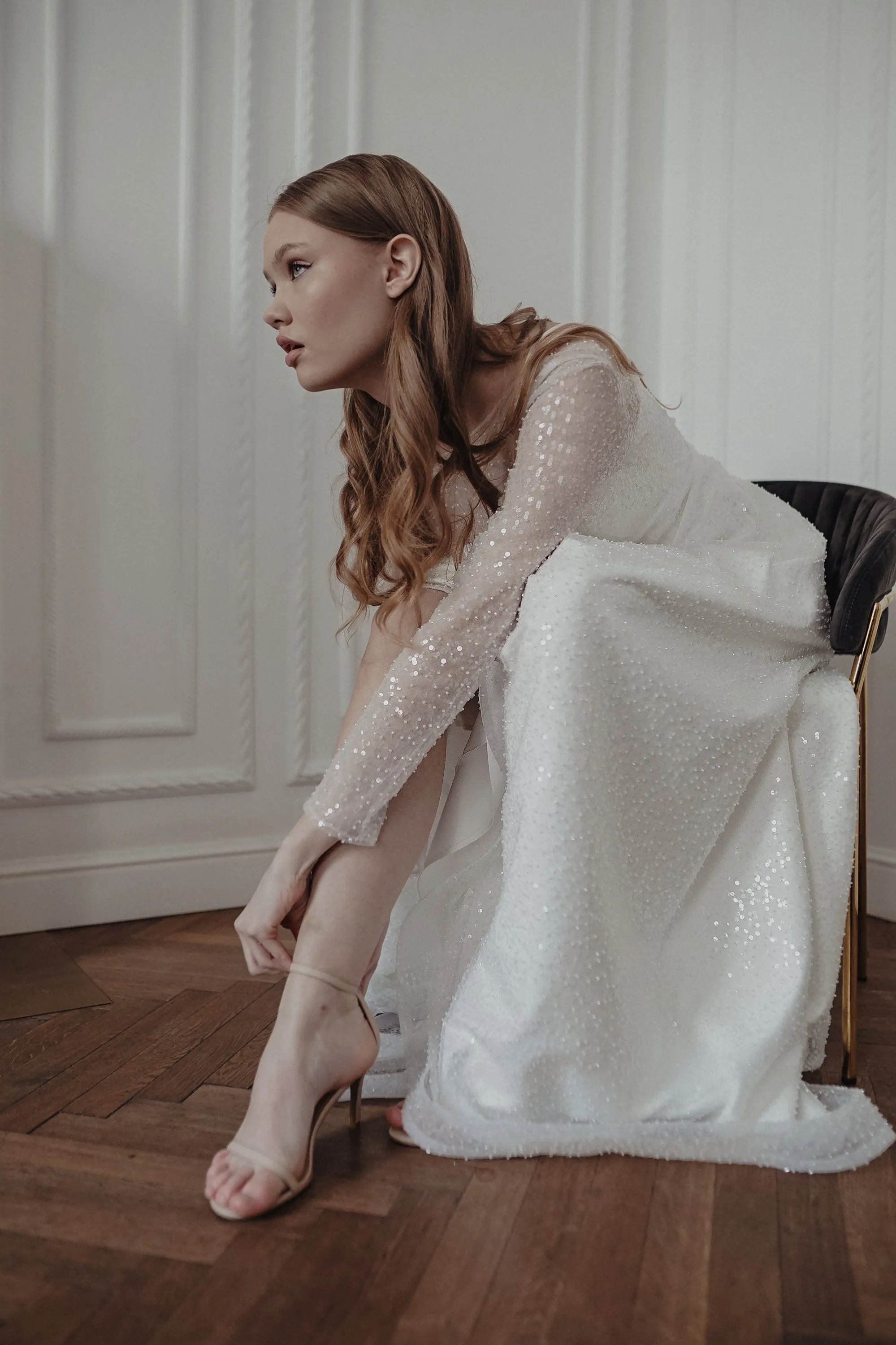 Light ivory Sparkly Wedding Dress Feilin sold by Olivia Bottega product image thumbnail 5