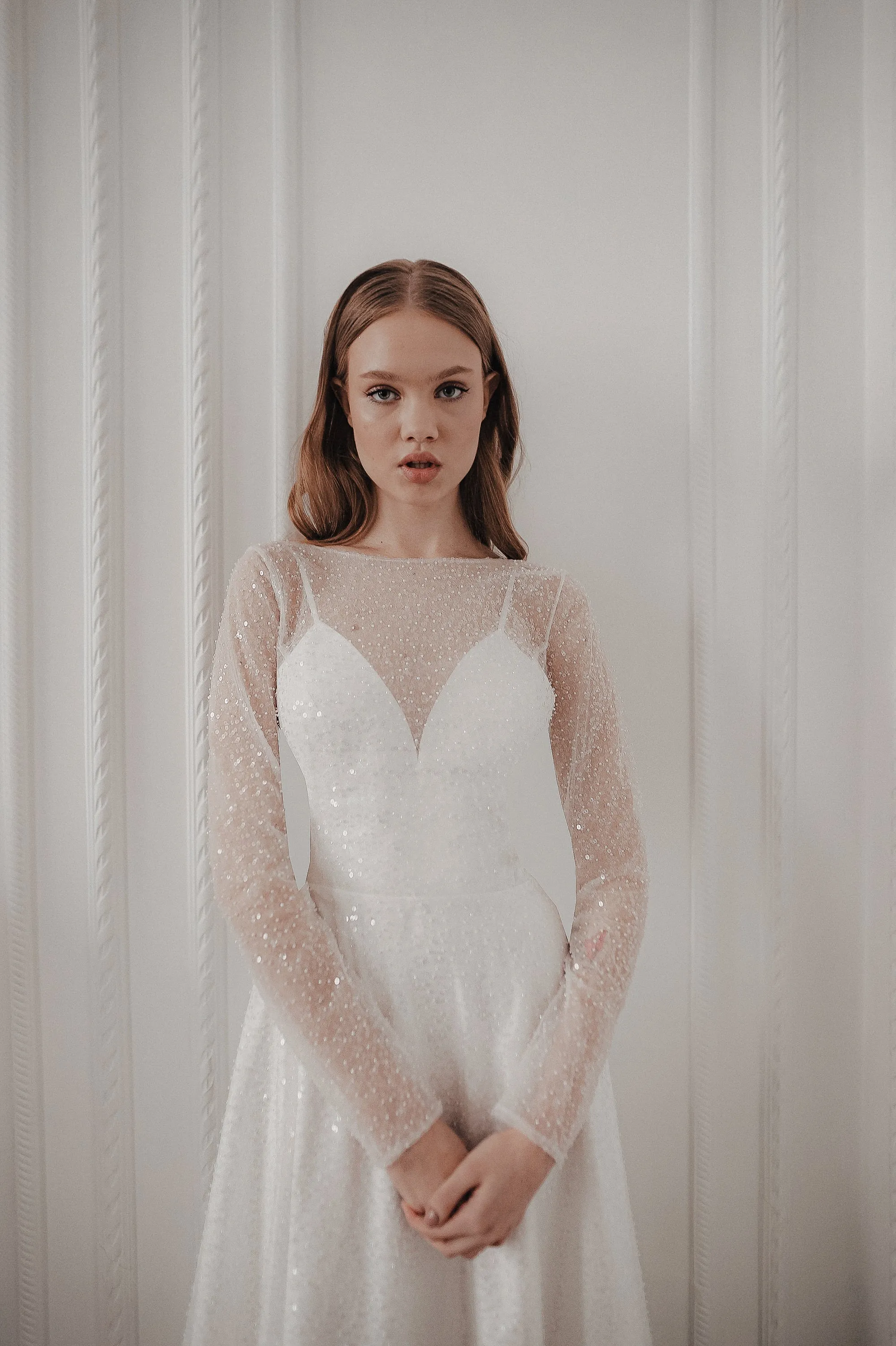 Light ivory Sparkly Wedding Dress Feilin sold by Olivia Bottega product image thumbnail 3
