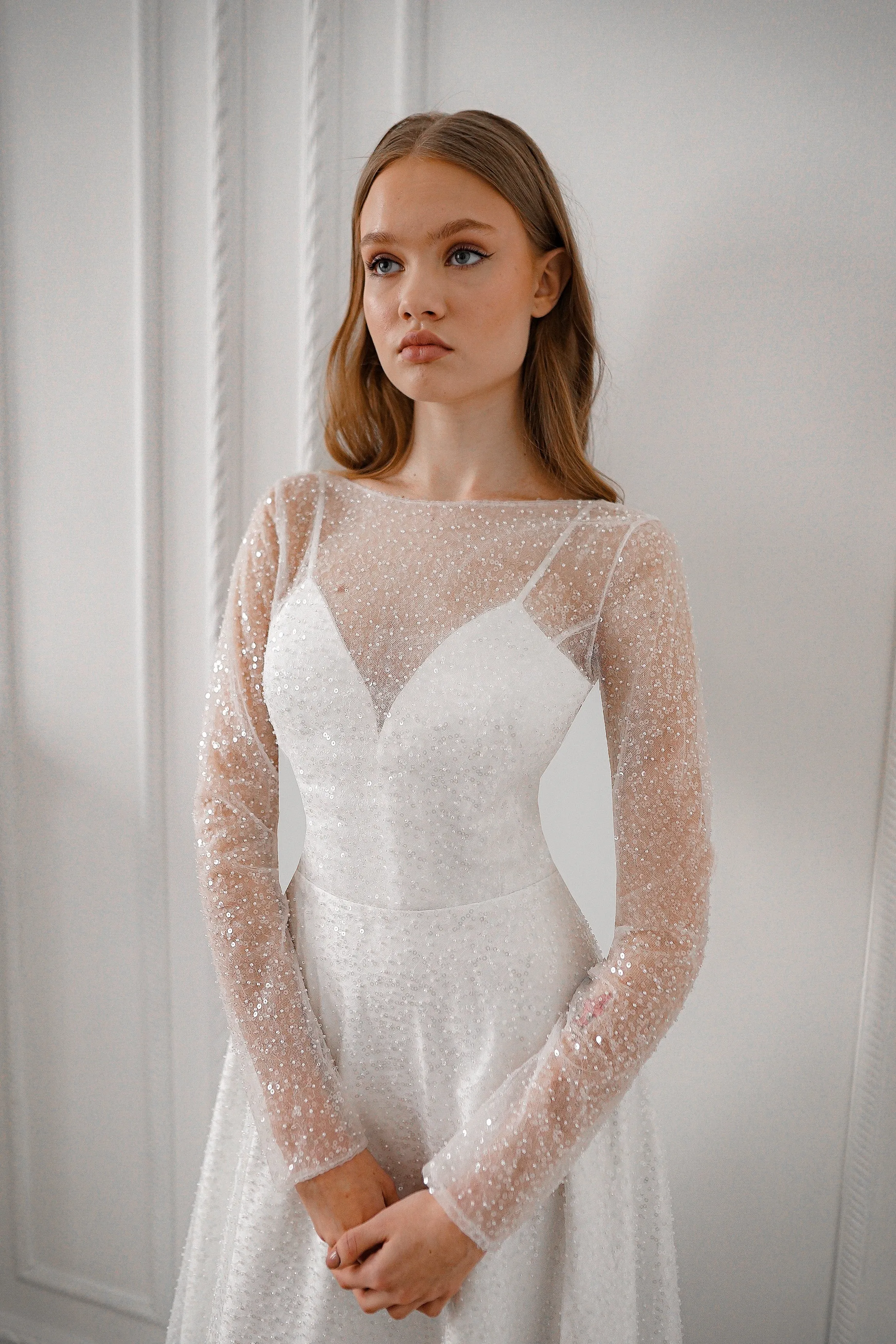 Light ivory Sparkly Wedding Dress Feilin sold by Olivia Bottega product image thumbnail 2