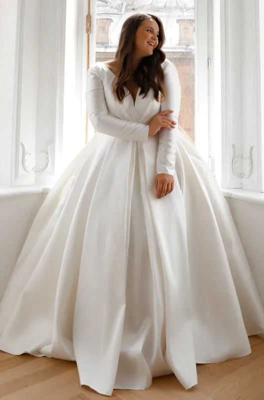 Plus Size Mikado Wedding Dress Ester with Long Sleeves sold by Olivia Bottega