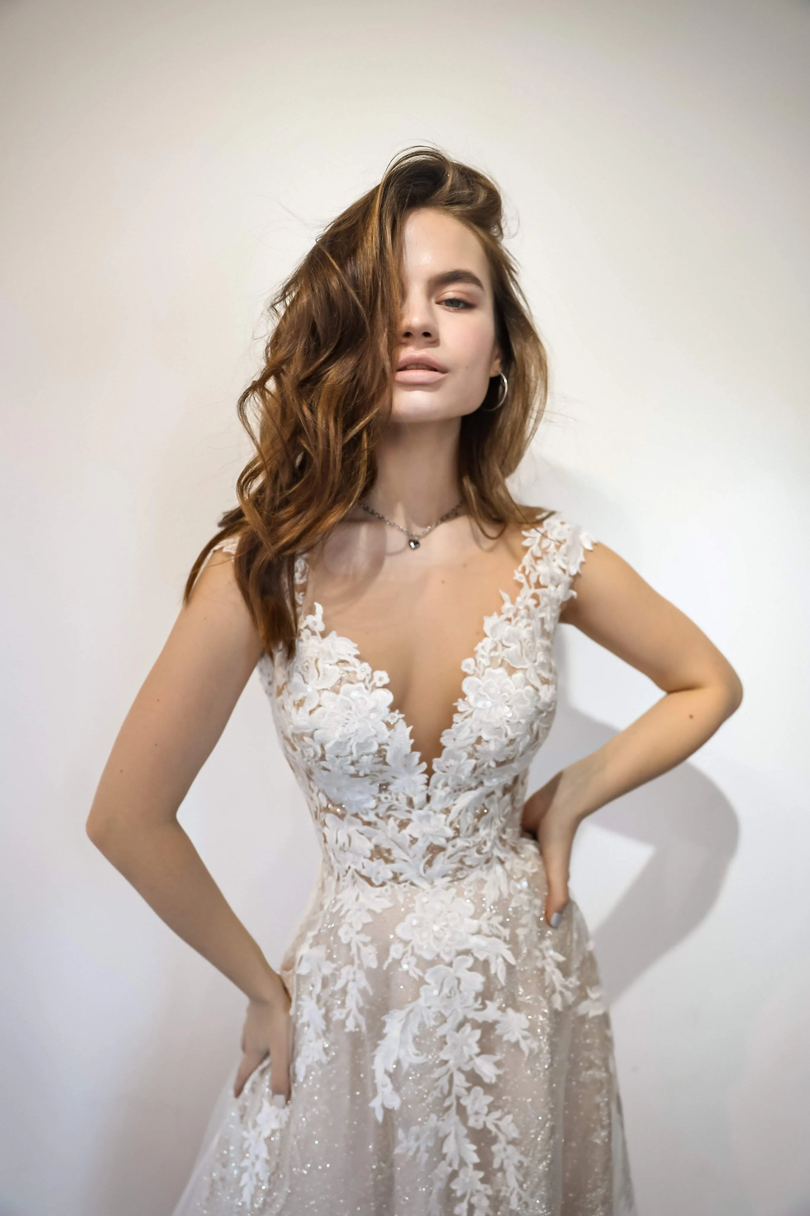 Blush Floral Lace Wedding Dress Enn sold by Olivia Bottega product image thumbnail 2