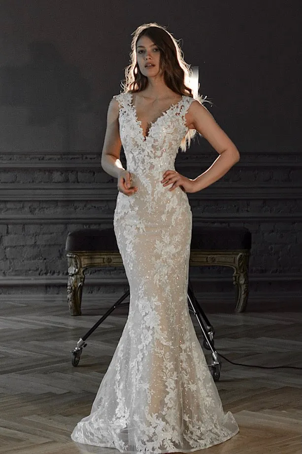 Nude Lace Mermaid Wedding Dress Airis sold by Olivia Bottega