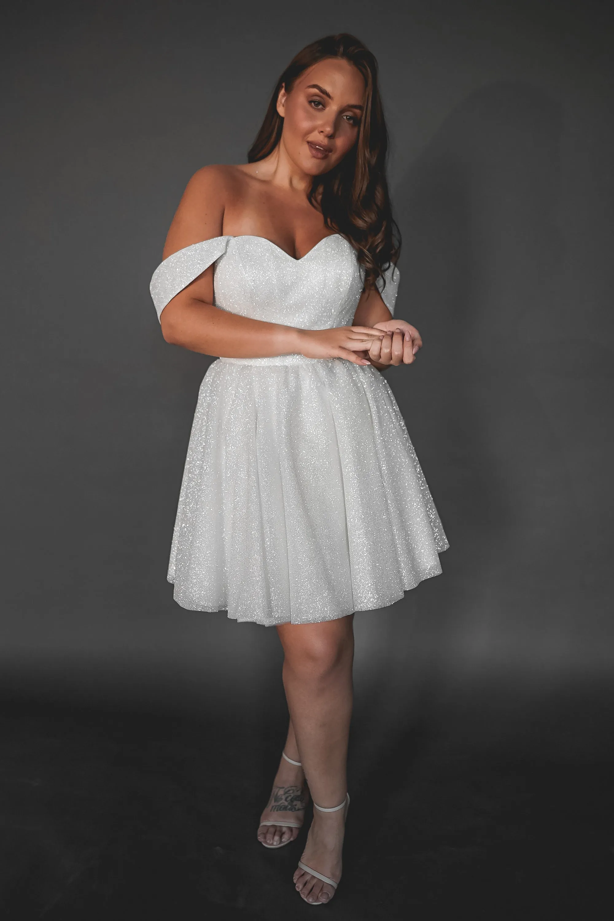 Plus Size Short Sparkly Wedding Dress Milana sold by Olivia Bottega
