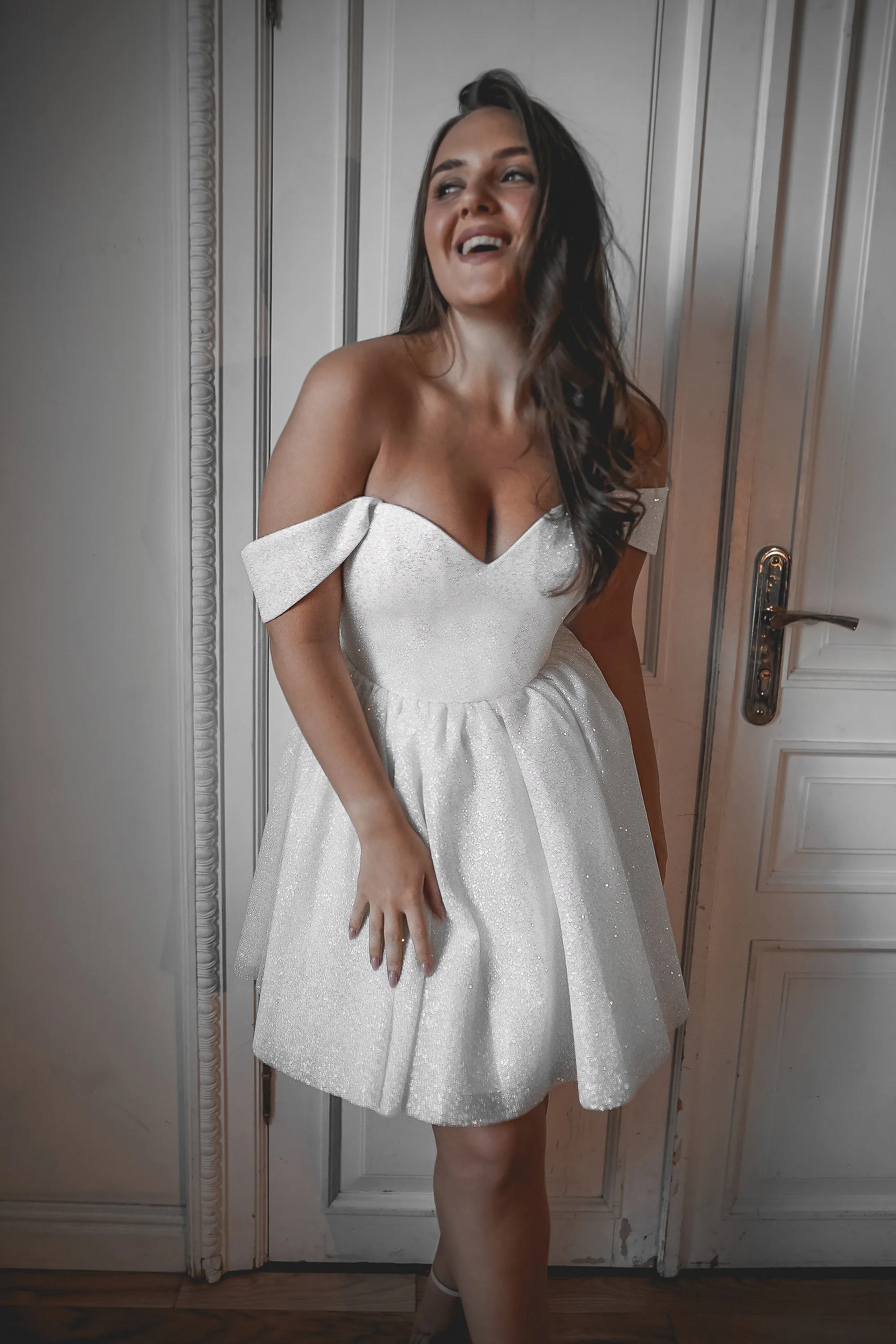 Plus Size Short Sparkly Wedding Dress Milana sold by Olivia Bottega product image thumbnail 4