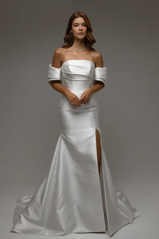 Mikado Wedding Dress Faelith with Detachable Straps made by Olivia Bottega