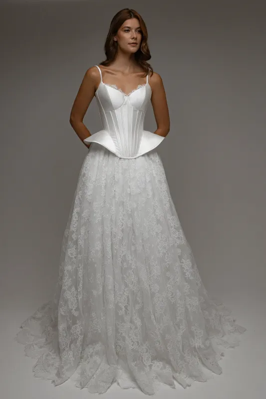 Wedding Dress Lumielle with Basque Waist Corset made by Olivia Bottega