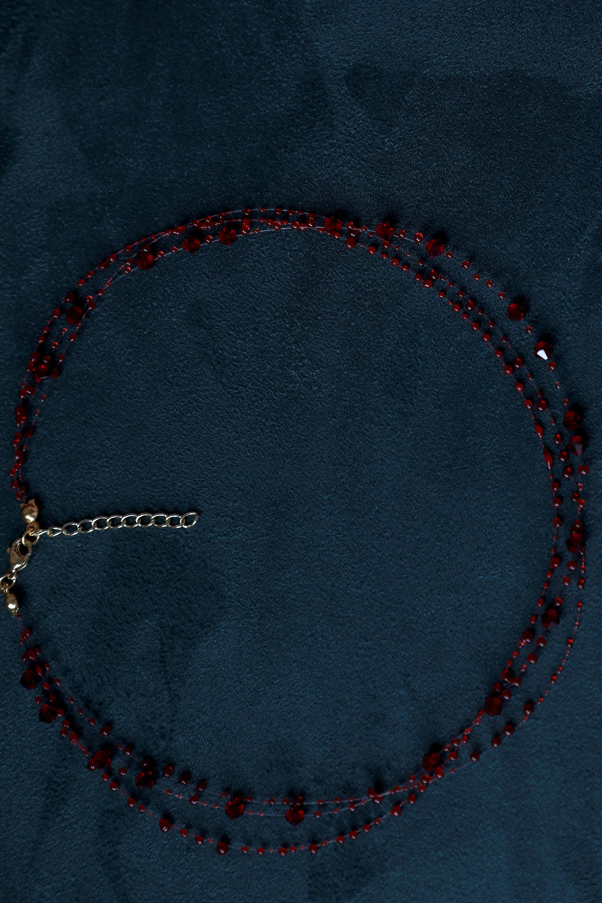 Garnet Orbit Multi-strand Swarovski Crystals Necklace sold by Olivia Bottega product image thumbnail 3