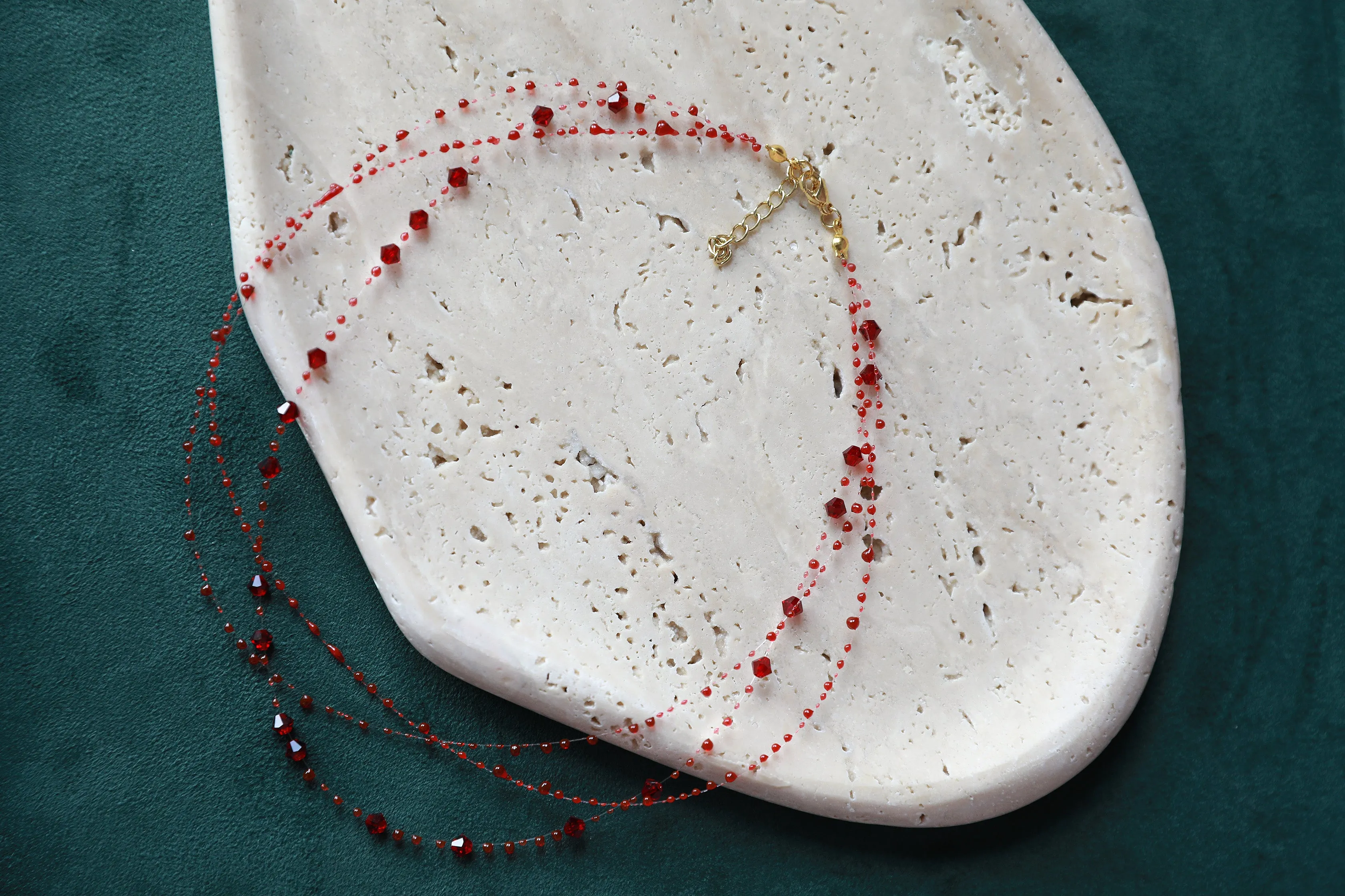 Garnet Orbit Multi-strand Swarovski Crystals Necklace sold by Olivia Bottega