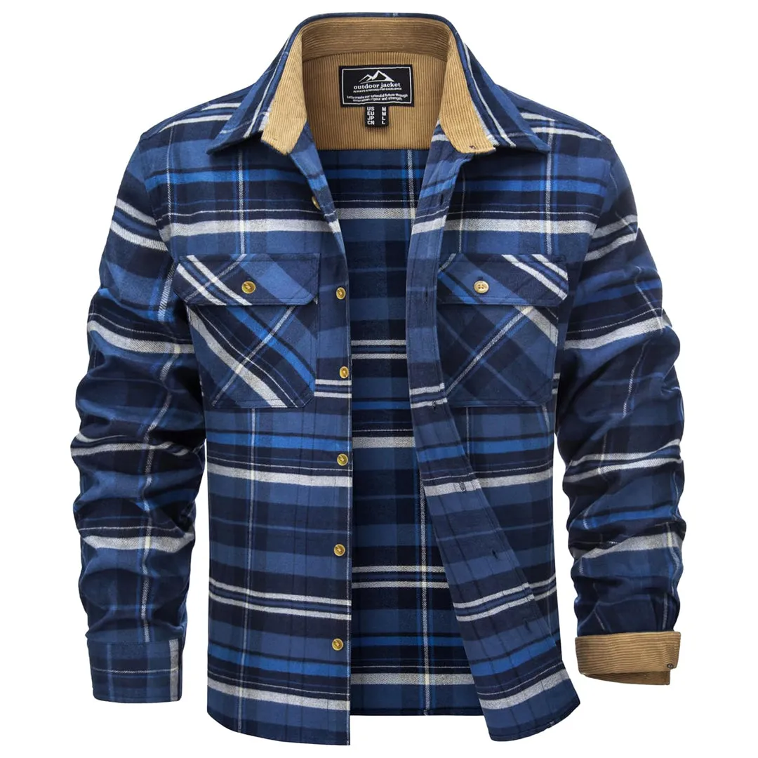 Men's Breathable Retro Casual Plaid Cotton Flannel Jacket sold by Tacvasen product image thumbnail 5