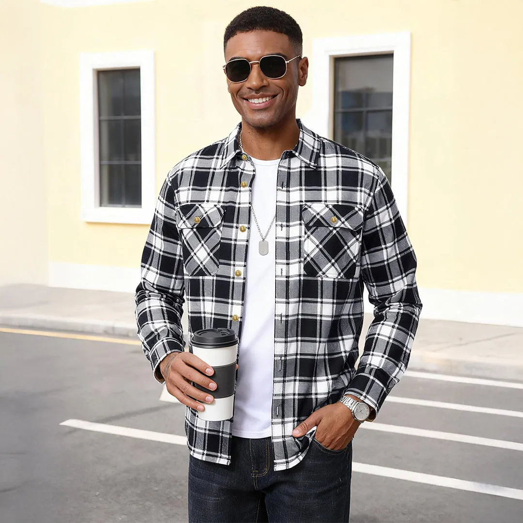 Men's Breathable Retro Casual Plaid Cotton Flannel Jacket sold by Tacvasen product image thumbnail 2