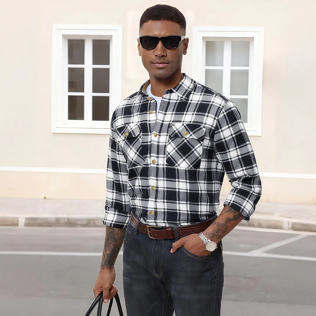 Men's Breathable Retro Casual Plaid Cotton Flannel Jacket sold by Tacvasen product image thumbnail 4